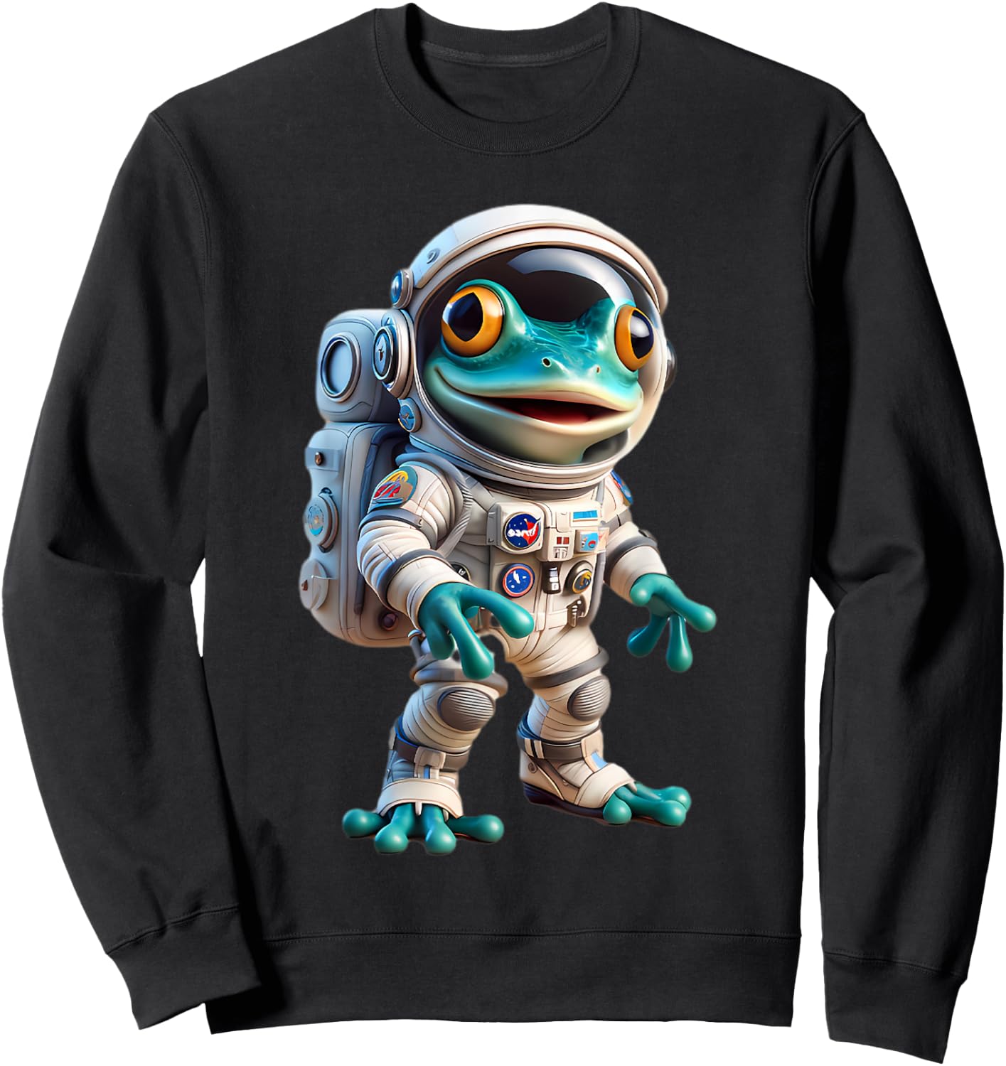 Cute Frog Astronaut Helmet Space Men Women Kids Sweatshirt - Sweatshirt | Black