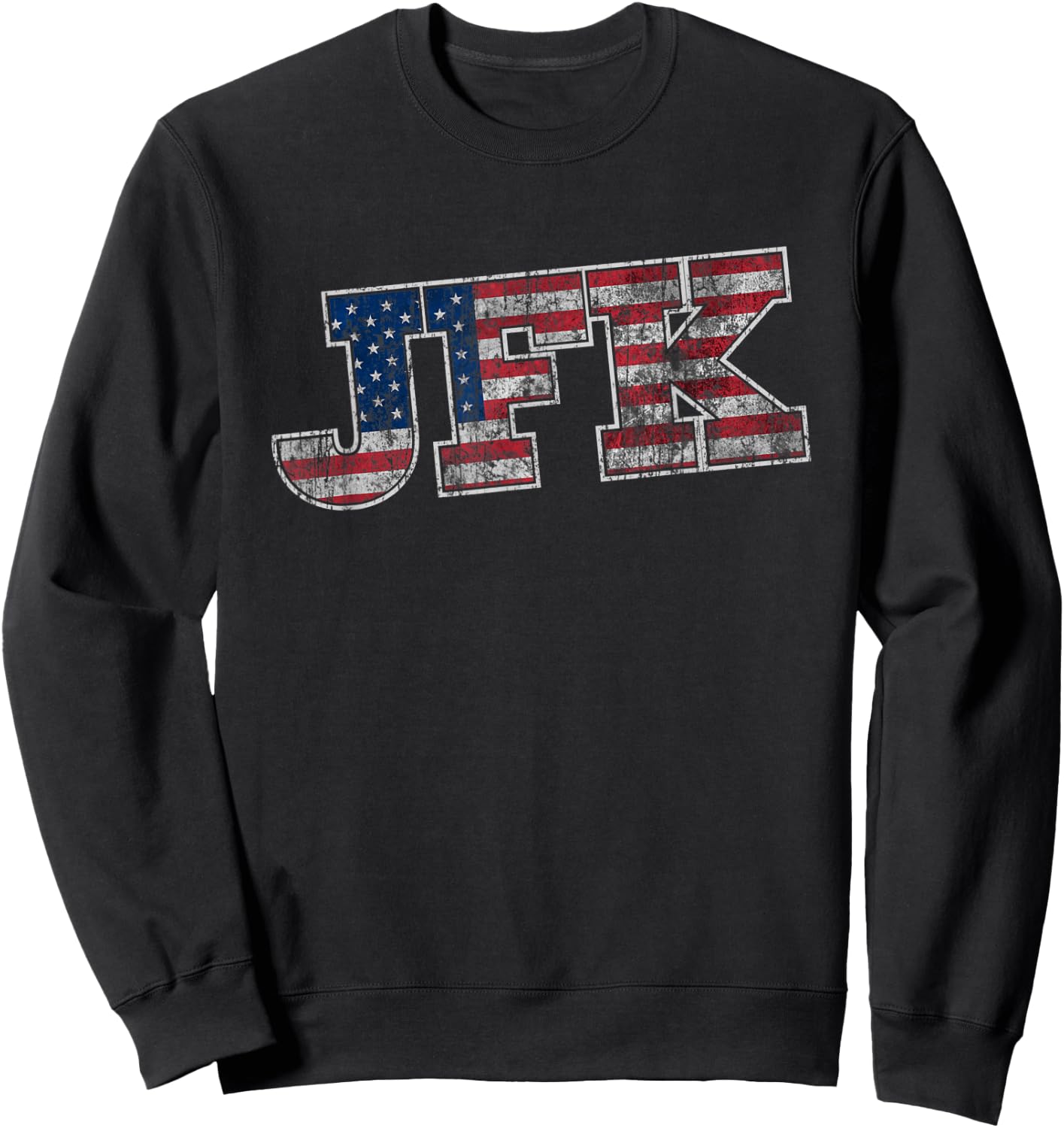 JFK T Shirt - Distressed Flag United States of America Sweatshirt - Sweatshirt | Black