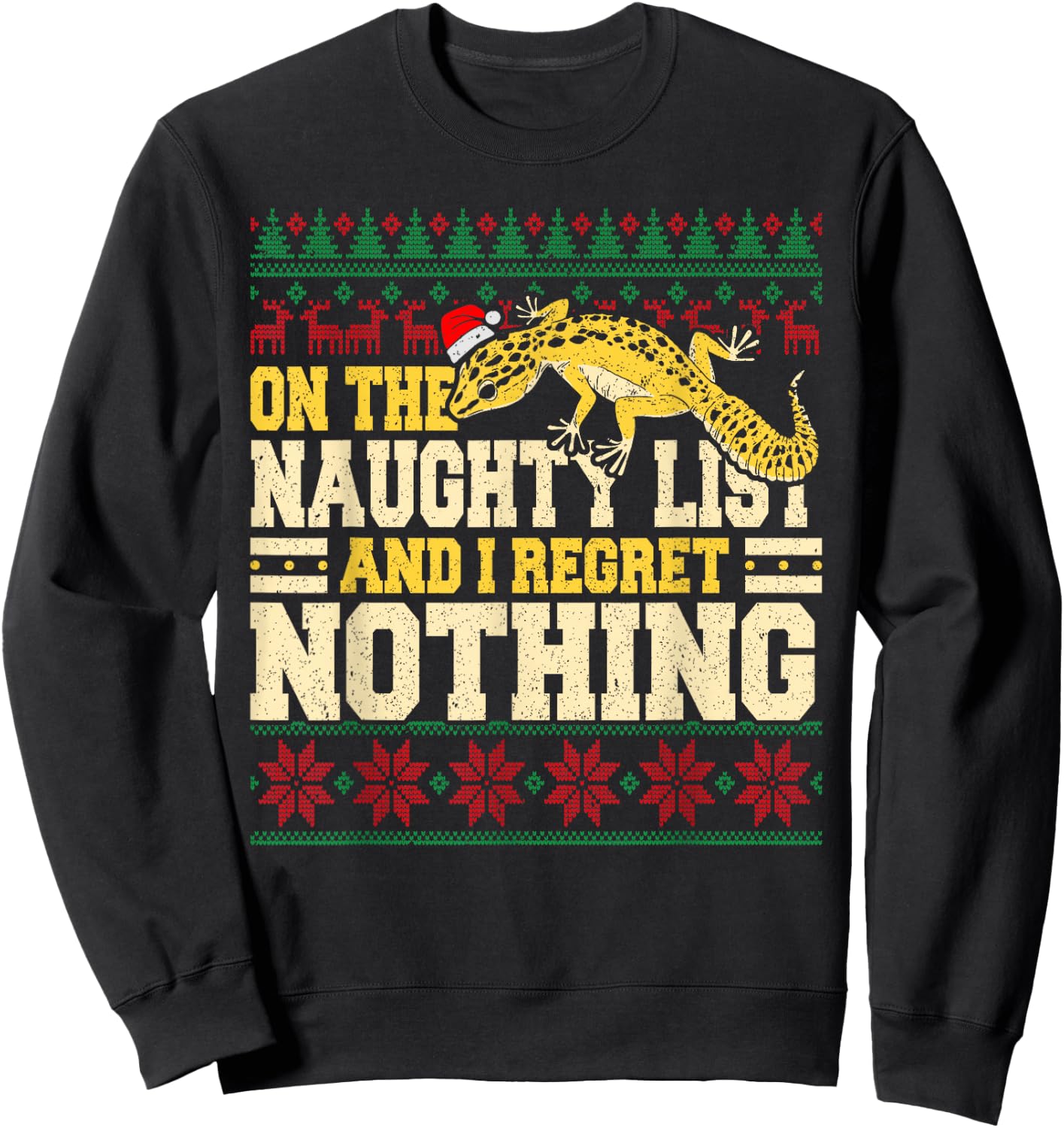 Funny Lizard Reptile - Tiny Dragon Leopard Gecko Christmas Sweatshirt - Sweatshirt | Black