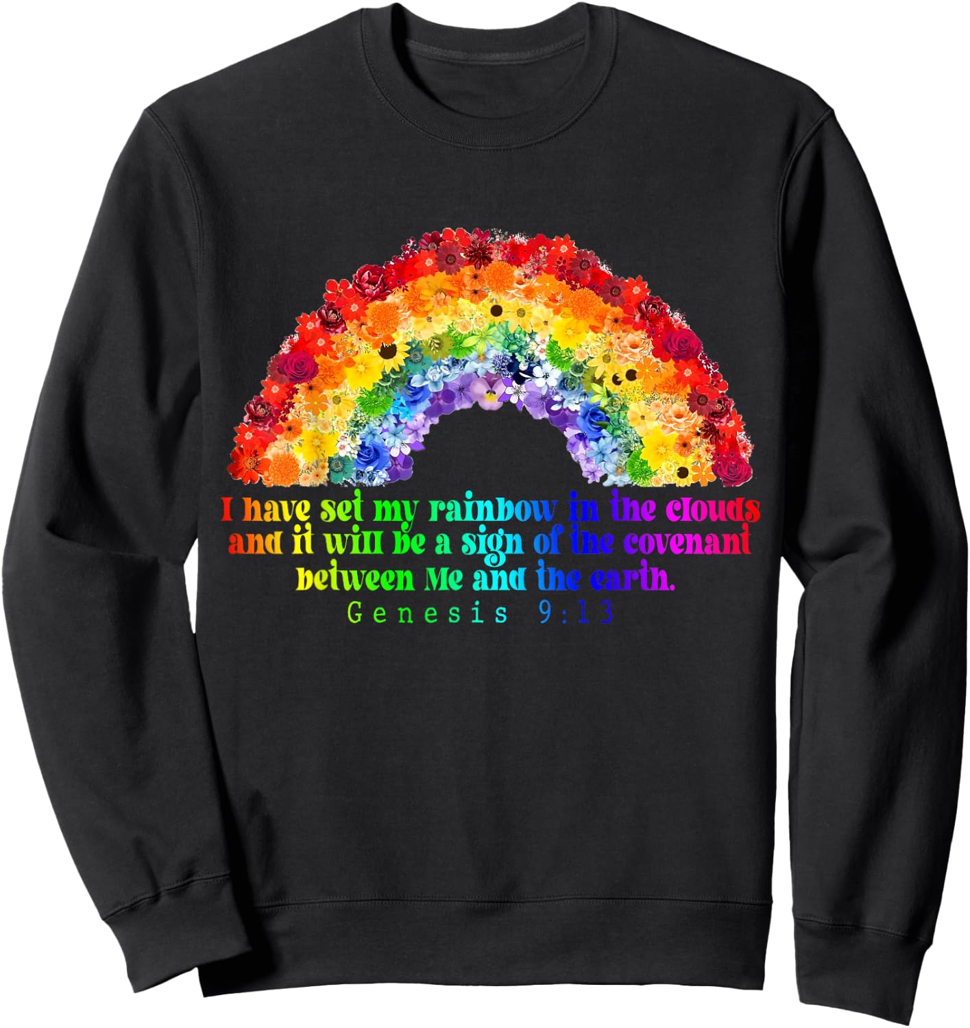 Genesis 9:13, Christian Rainbow God's Promise God’s Covenant Sweatshirt - Sweatshirt | Black