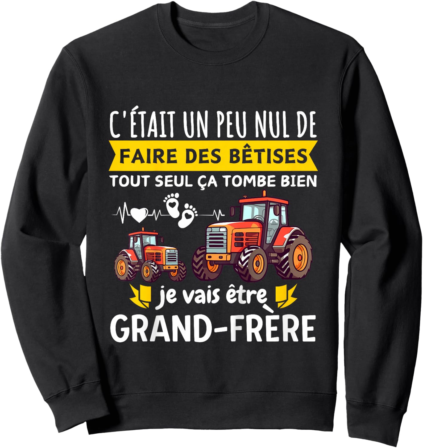 Child Announcement Future Big Brother I Will Be Big Brother Tractor , Black, 2 Sweatshirt - Sweatshirt | Black