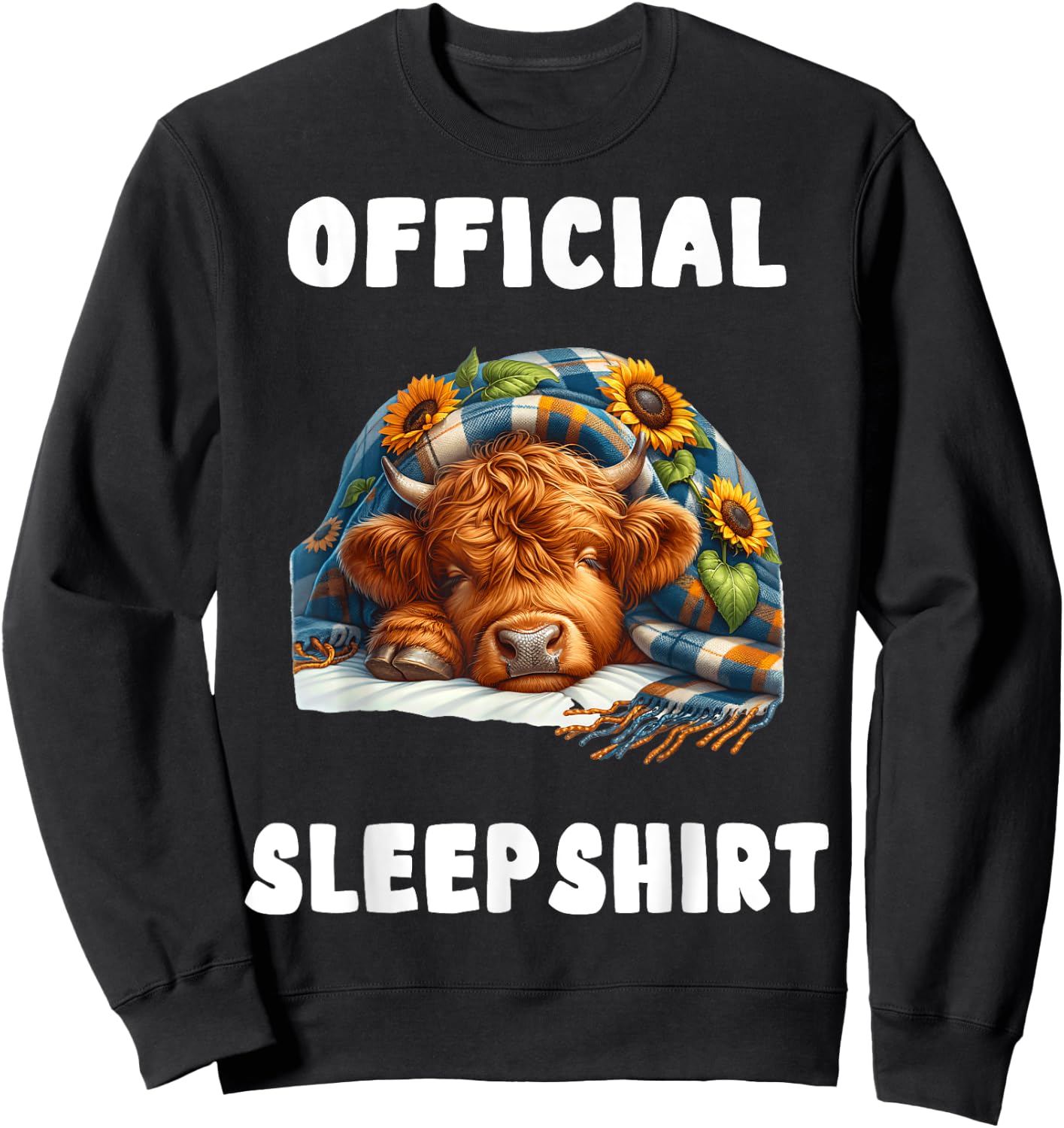 Highland_cow - Official Sleepshirt Pajamas Nightgown Sweatshirt - Sweatshirt | Black