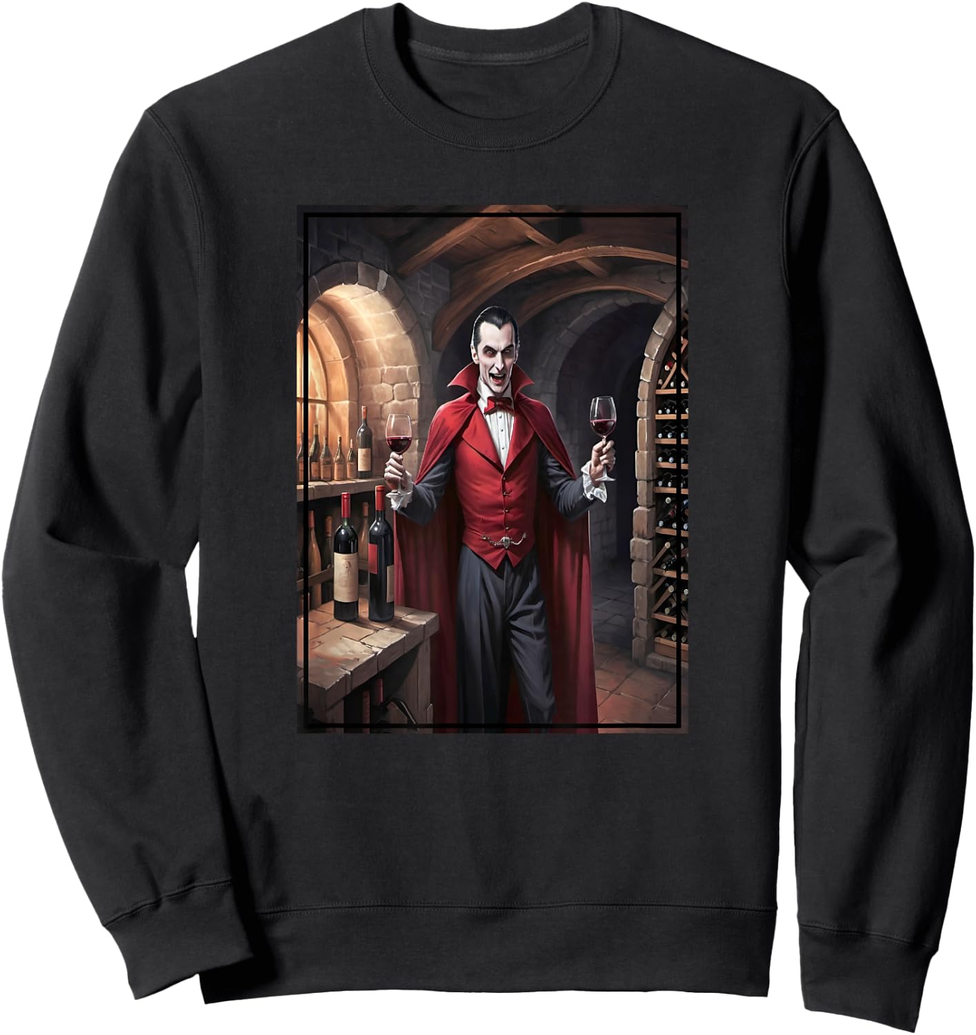Dracula Wine Tasting in His Transylvanian Castle Cellar Sweatshirt - Sweatshirt | Black