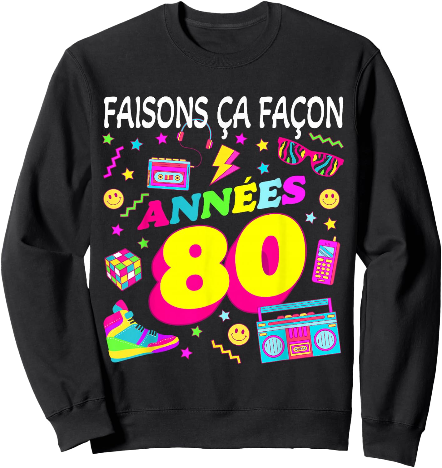 Party 80s Birthday Party 80s Retro Style , Black, S Sweatshirt - Sweatshirt | Black