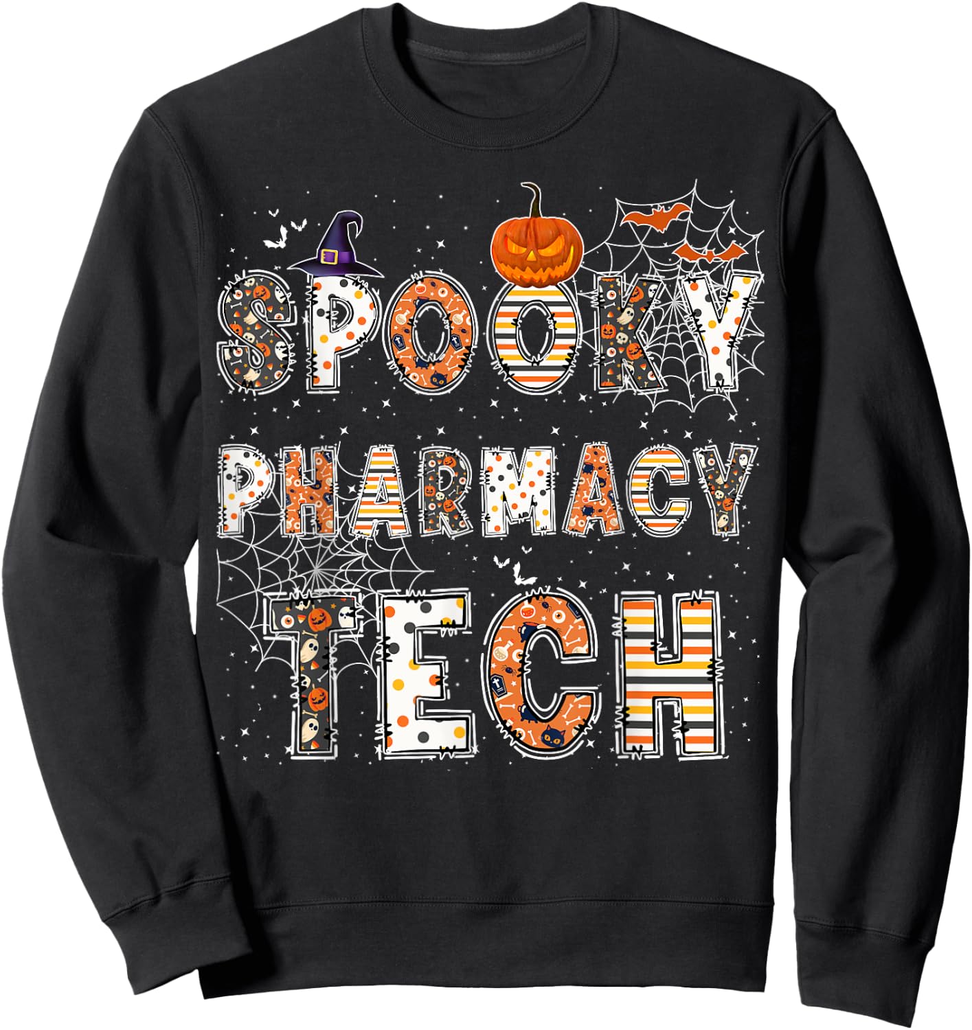 Spooky Pharmacy Technician Halloween Costume Pharmacy Tech Sweatshirt - Sweatshirt | Black