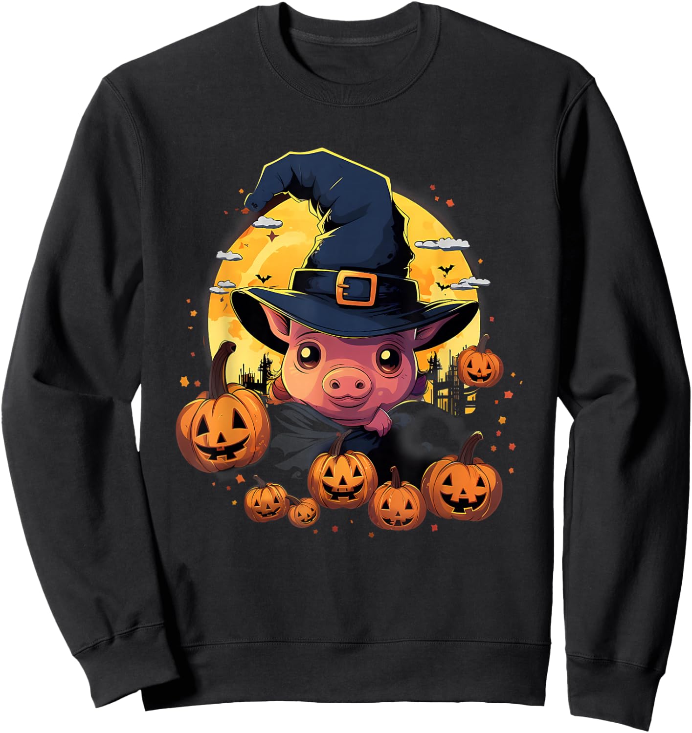 Spooky Pig Witch Halloween Sweatshirt - Sweatshirt | Black