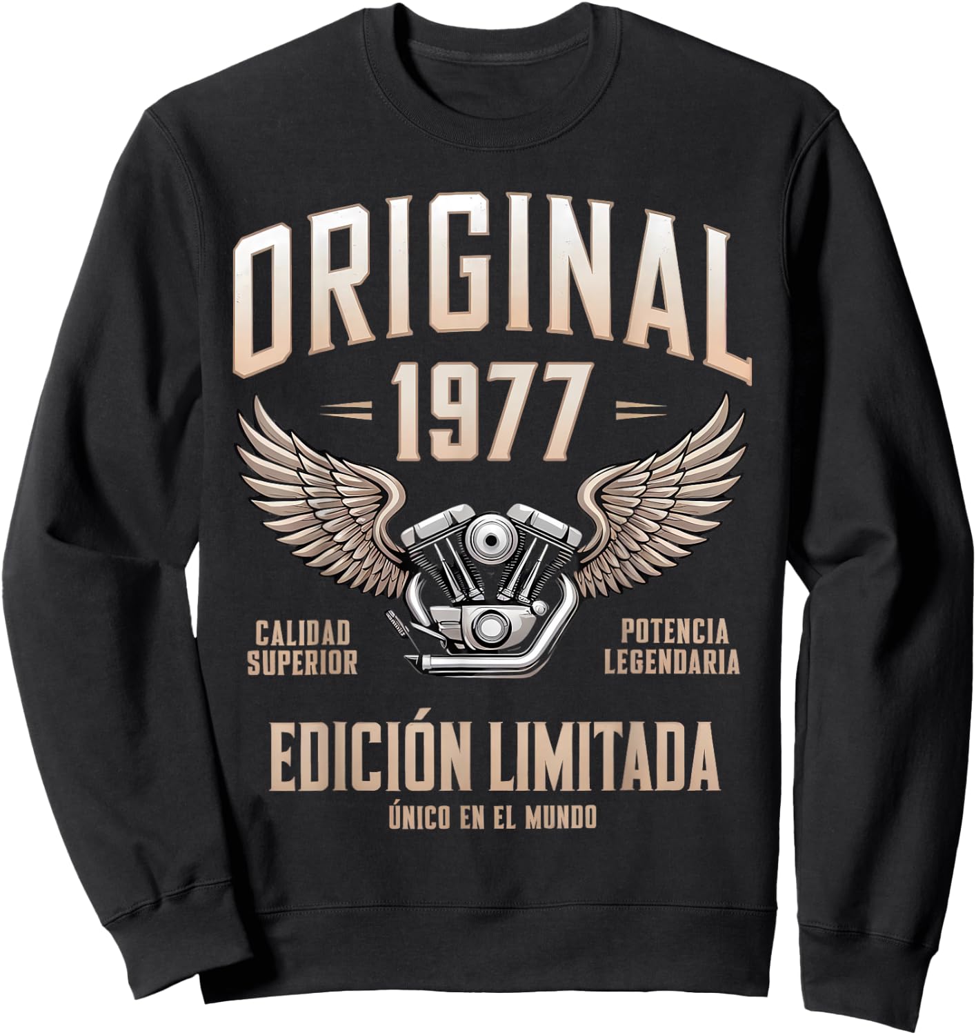 Original 1977 Spanish Birthday Motorcycle Cumpleaños Español Sweatshirt - Sweatshirt | Black