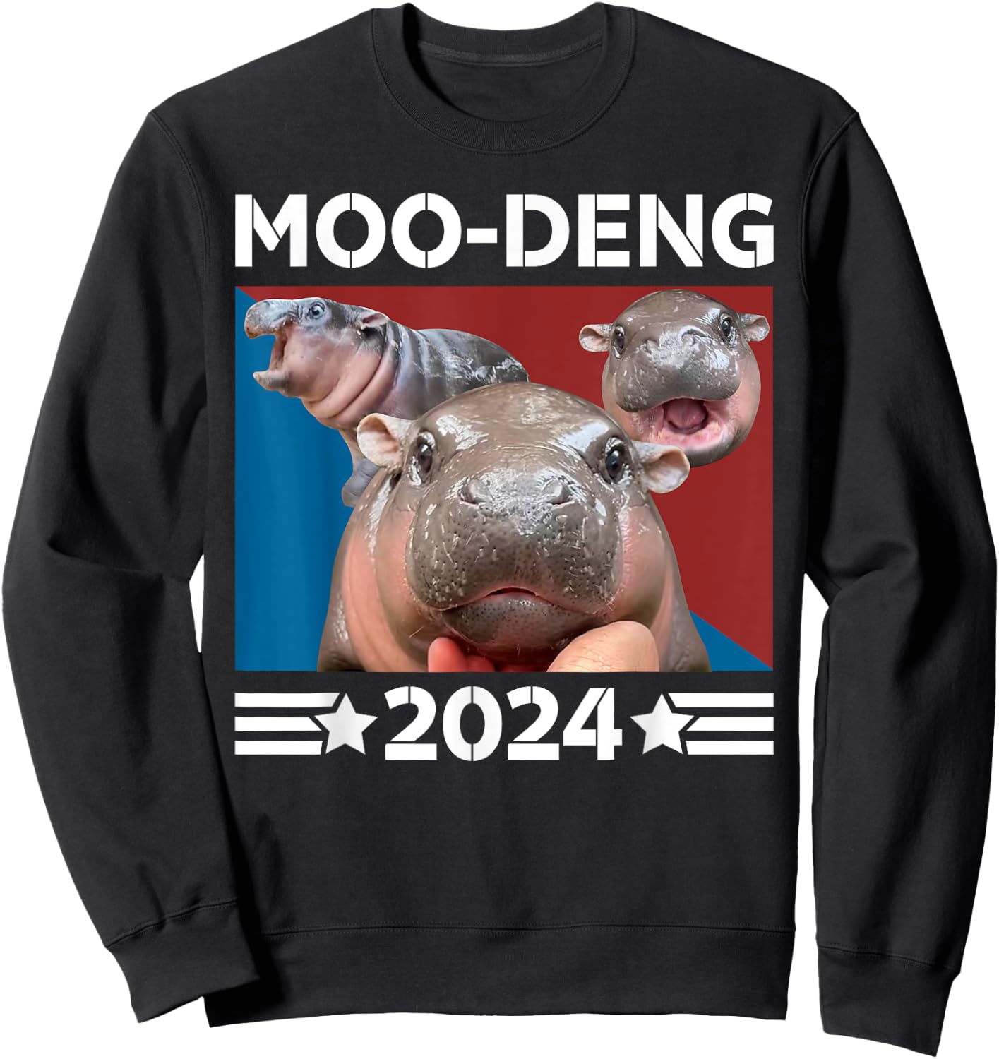 Moo-deng 24 Political Baby Pigmy Hippo Moodeng 2024 Election Sweatshirt - Sweatshirt | Black