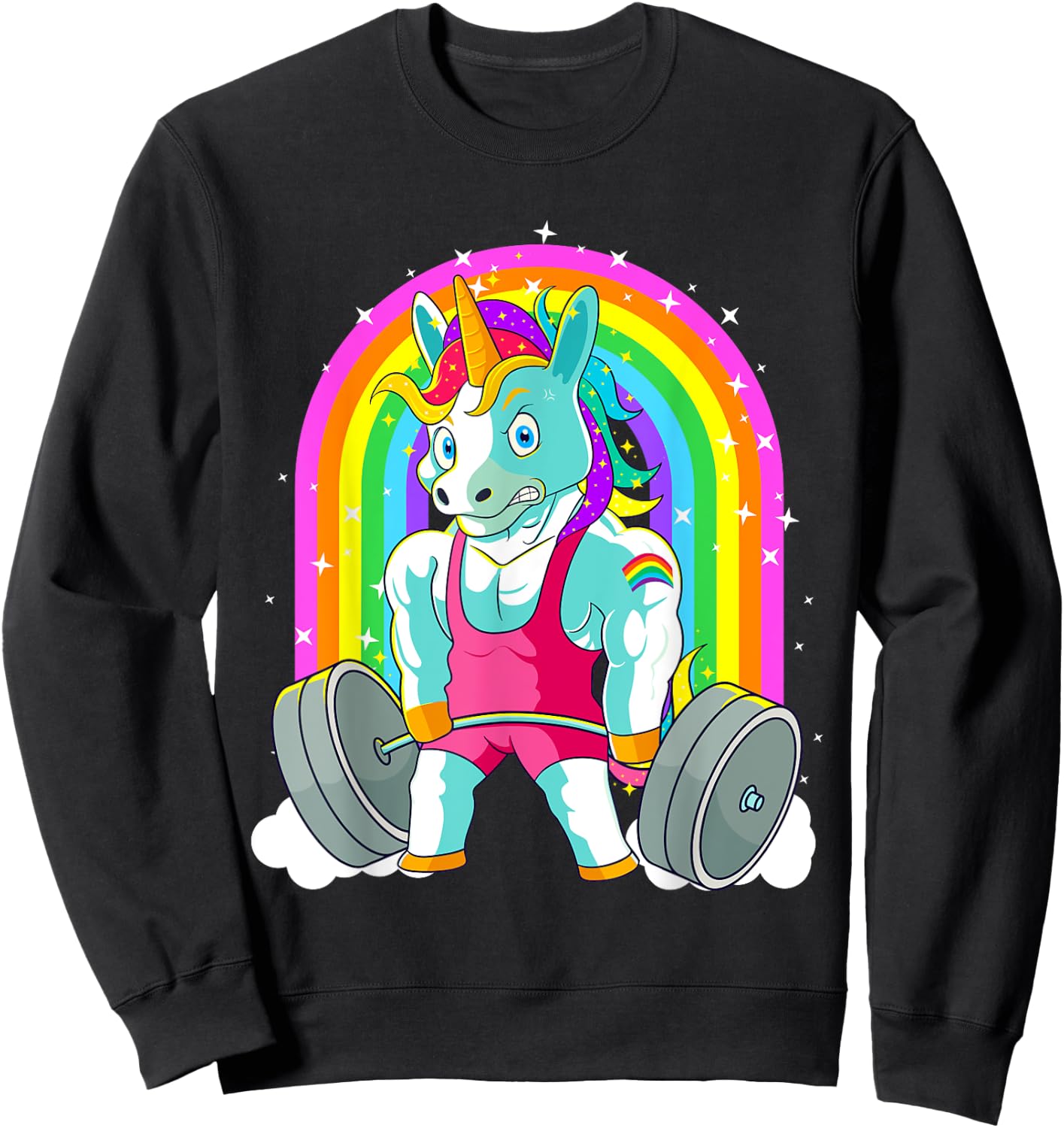 Gym Unicorn Deadlift Weightlifting Workout Pride Men Women Sweatshirt - Sweatshirt | Black