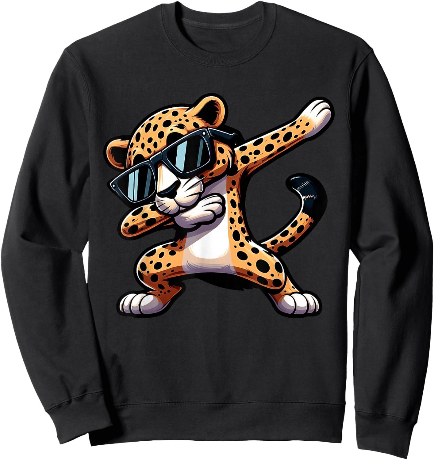 Cool Dabbing Cheetah Leopard Sunglasses Dab Dance Boys Girls Sweatshirt - Sweatshirt | Black