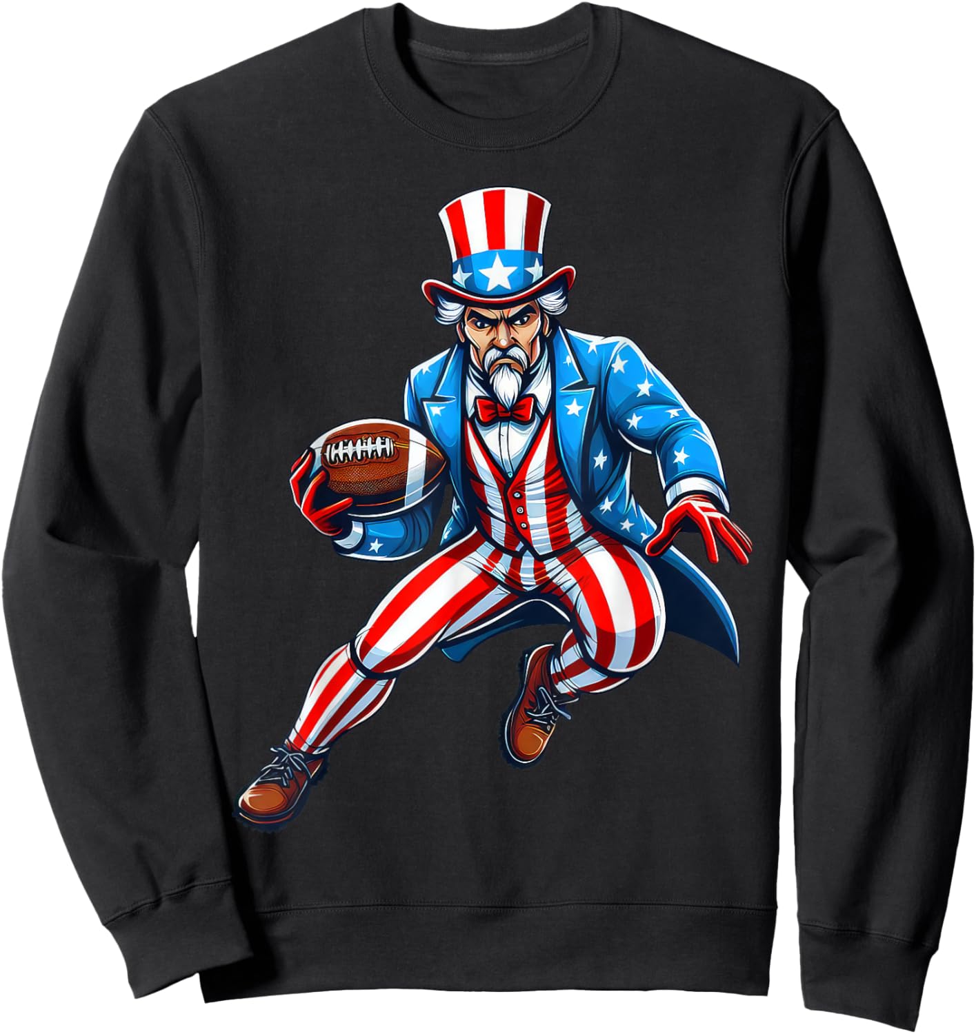 Uncle Sam Football Player 4th of July Patriotic Sweatshirt - Sweatshirt | Black
