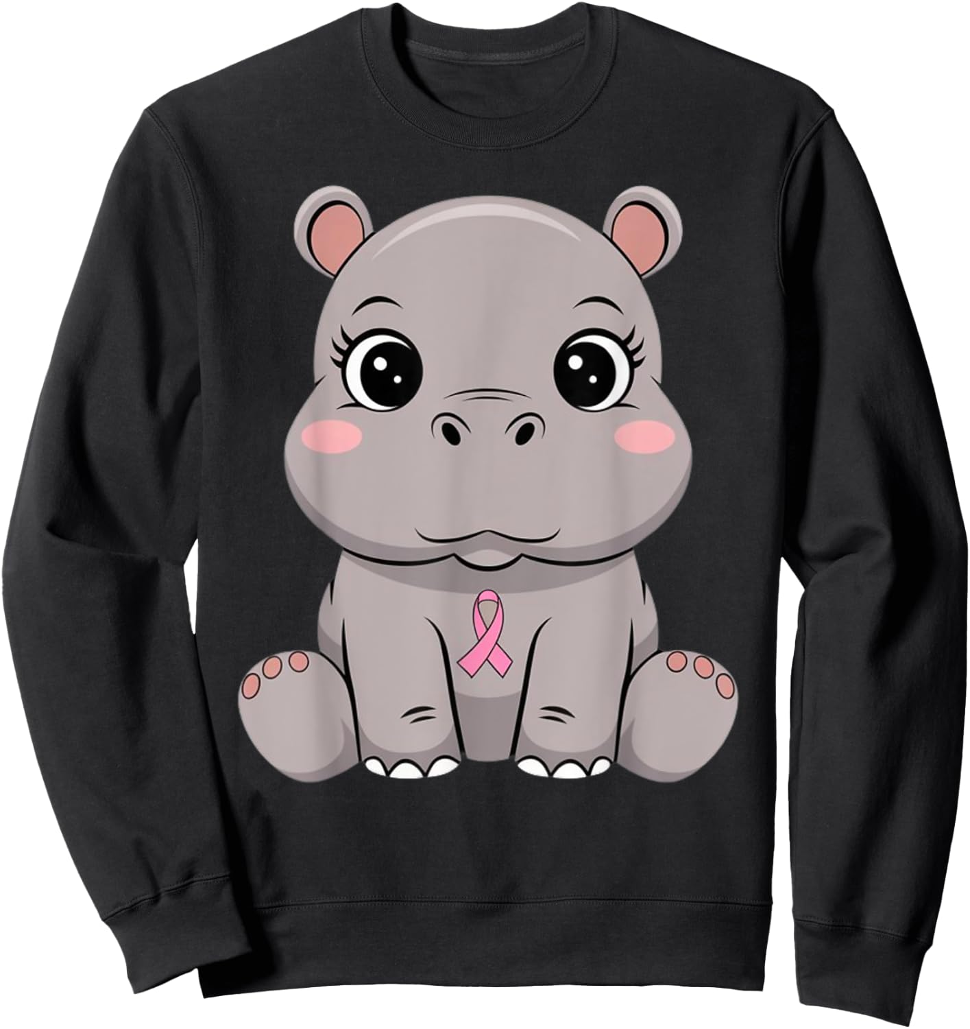 Ruban rose hippopotame espoir Sweatshirt - Sweatshirt | Black