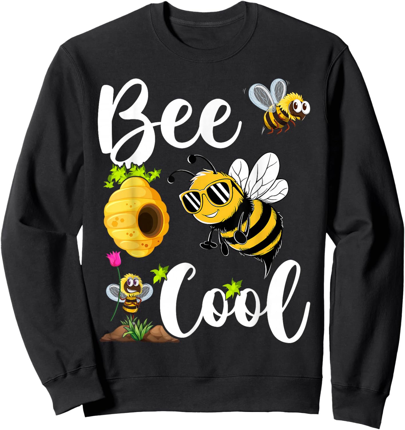 Bee Cool Bumble Bee Boys Girls Kids Sweatshirt - Sweatshirt | Black