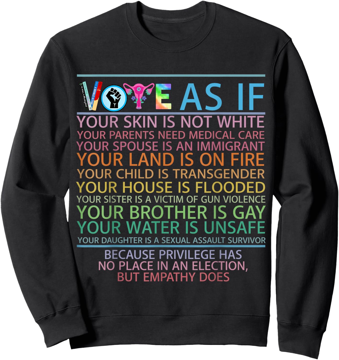 Vote As If Your Skin Is Not White Human's Rights Sweatshirt - Sweatshirt | Black