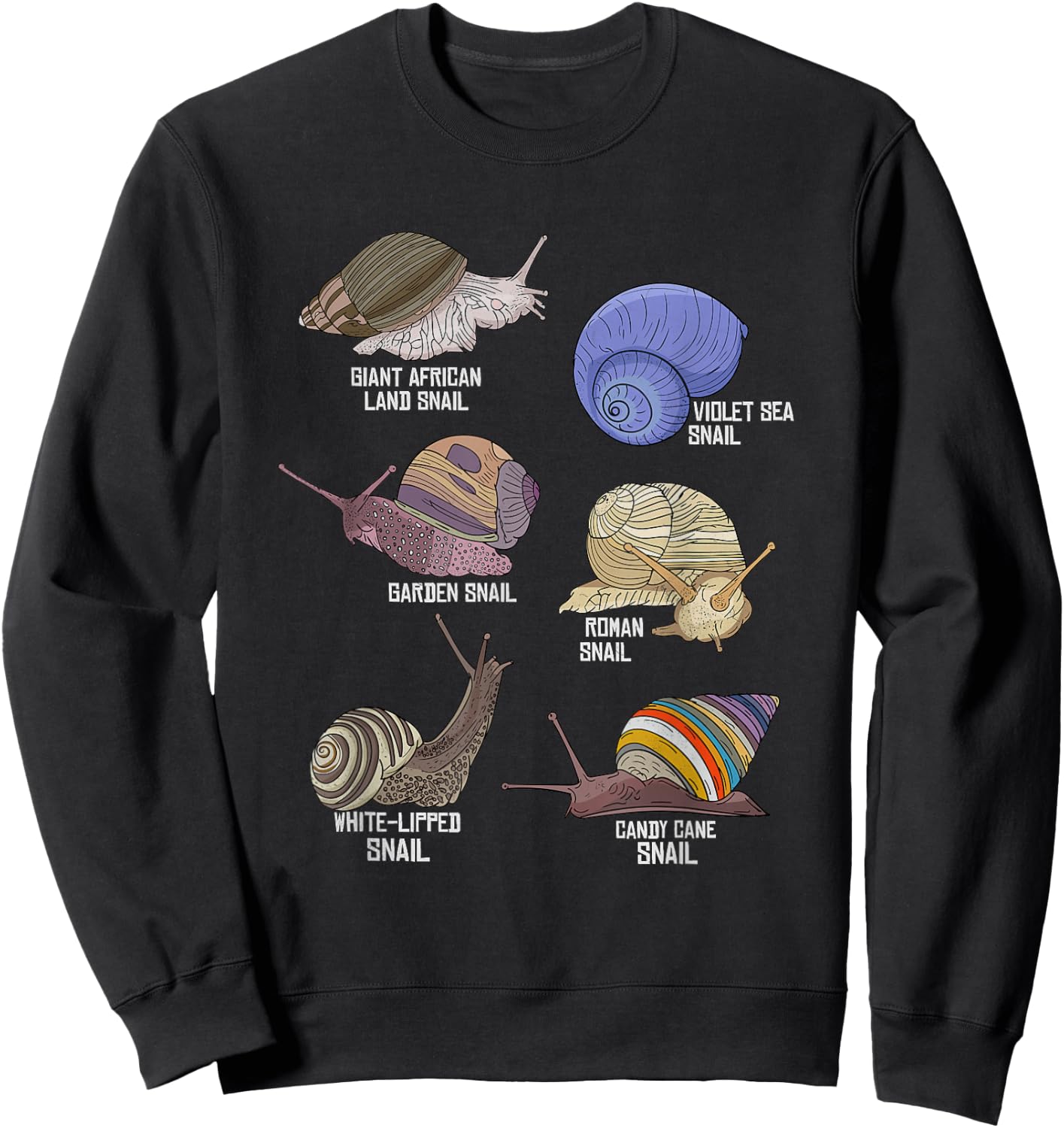 Snail Species Illustration Biology Snail Species Snails Sweatshirt - Sweatshirt | Black