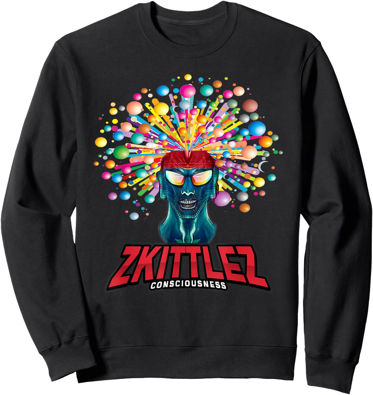 Zkittlez Weed Cannabis Strain Marijuana Character Design Sweatshirt - Sweatshirt | Black
