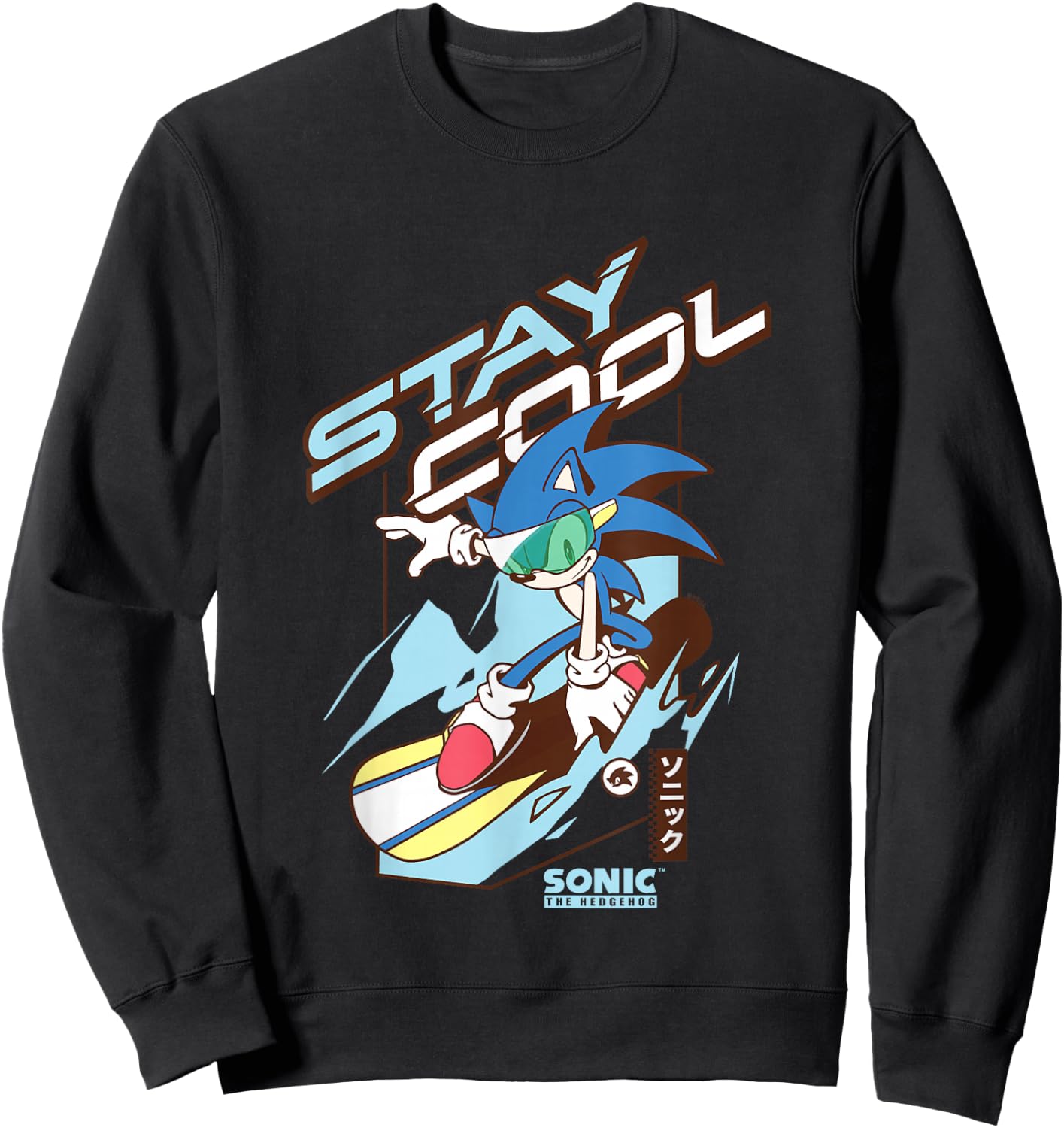 Sonic The Hedgehog Stay Cool Snowboarding Logo Sweatshirt - Sweatshirt | Black