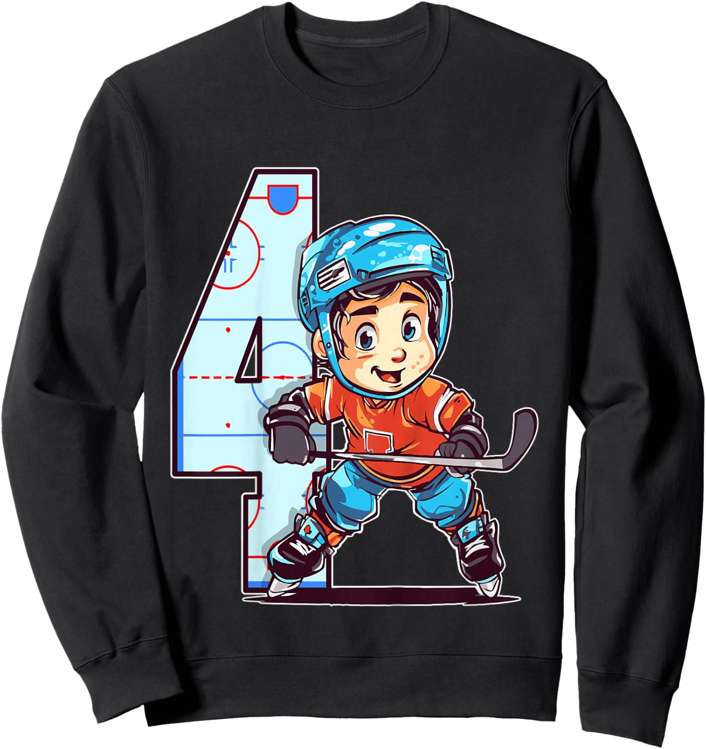 Eishockey Geburtstag - 4 Jahre alter Junge - 4. Geburtstag Sweatshirt - Sweatshirt | Black