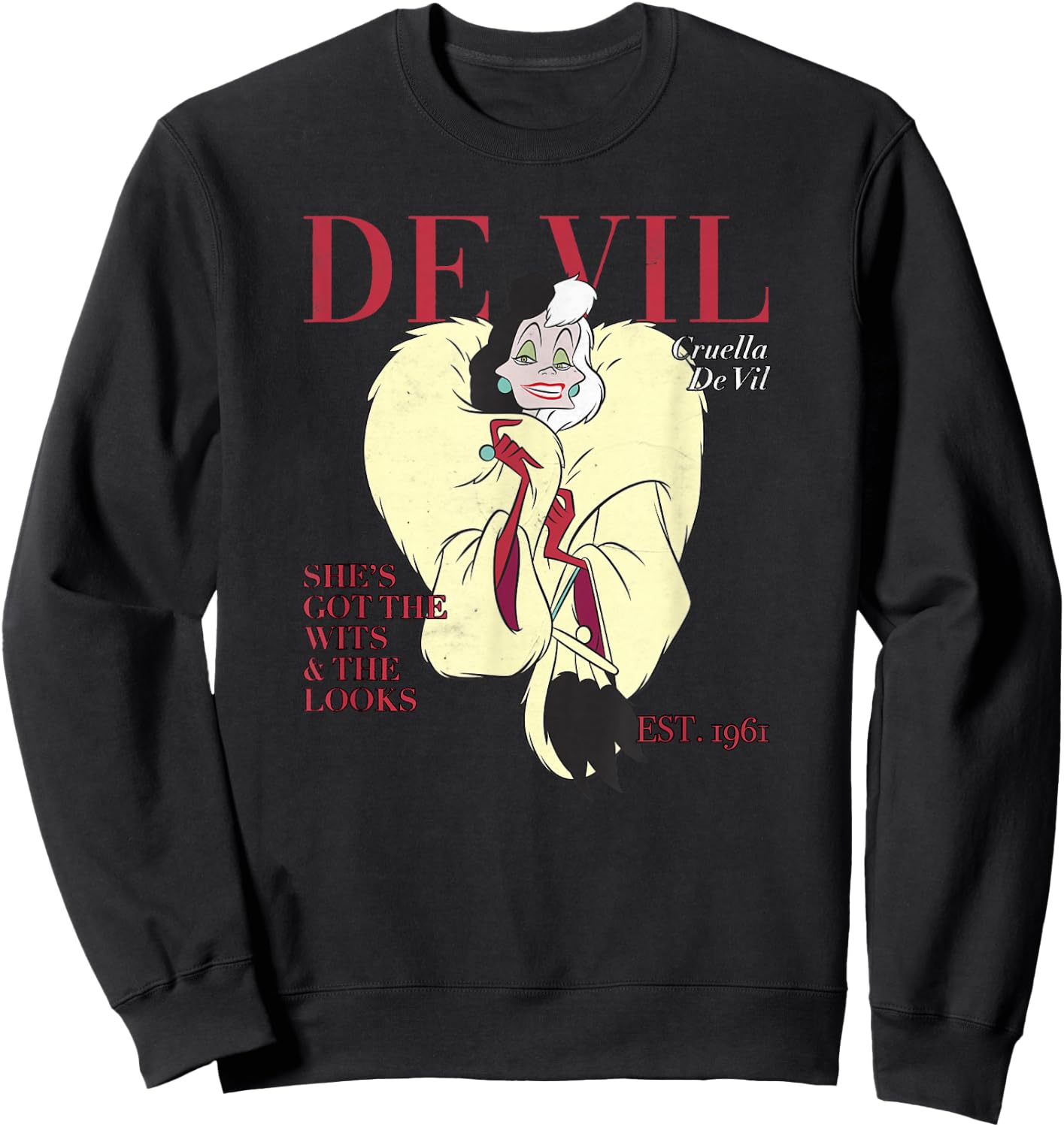 Disney Villains 101 Dalmatians Cruella De Vil Vogue Pose Sweatshirt - Sweatshirt | Black