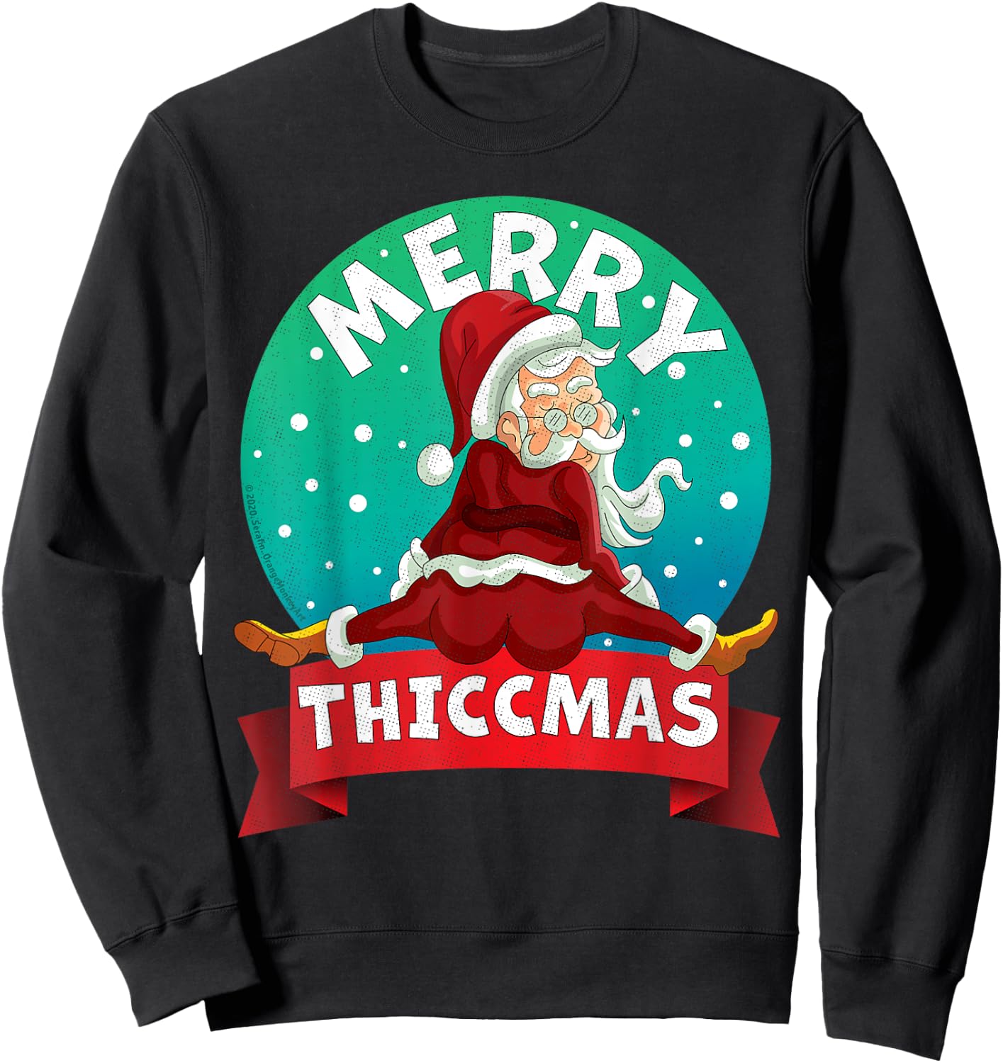 Merry Thiccmas Santa Claus Thicc Xmas Christmas Party Pajama Sweatshirt - Sweatshirt | Black