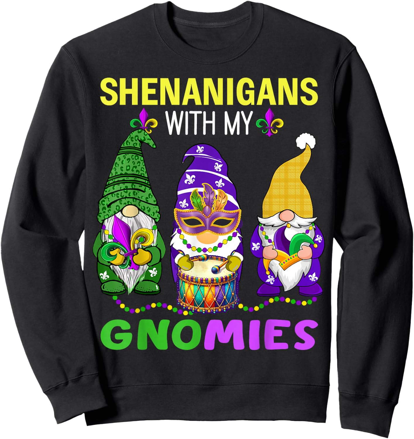Mardi Gras gnomes leopard Carnival New Orleans Trip women Sweatshirt - Sweatshirt | Black