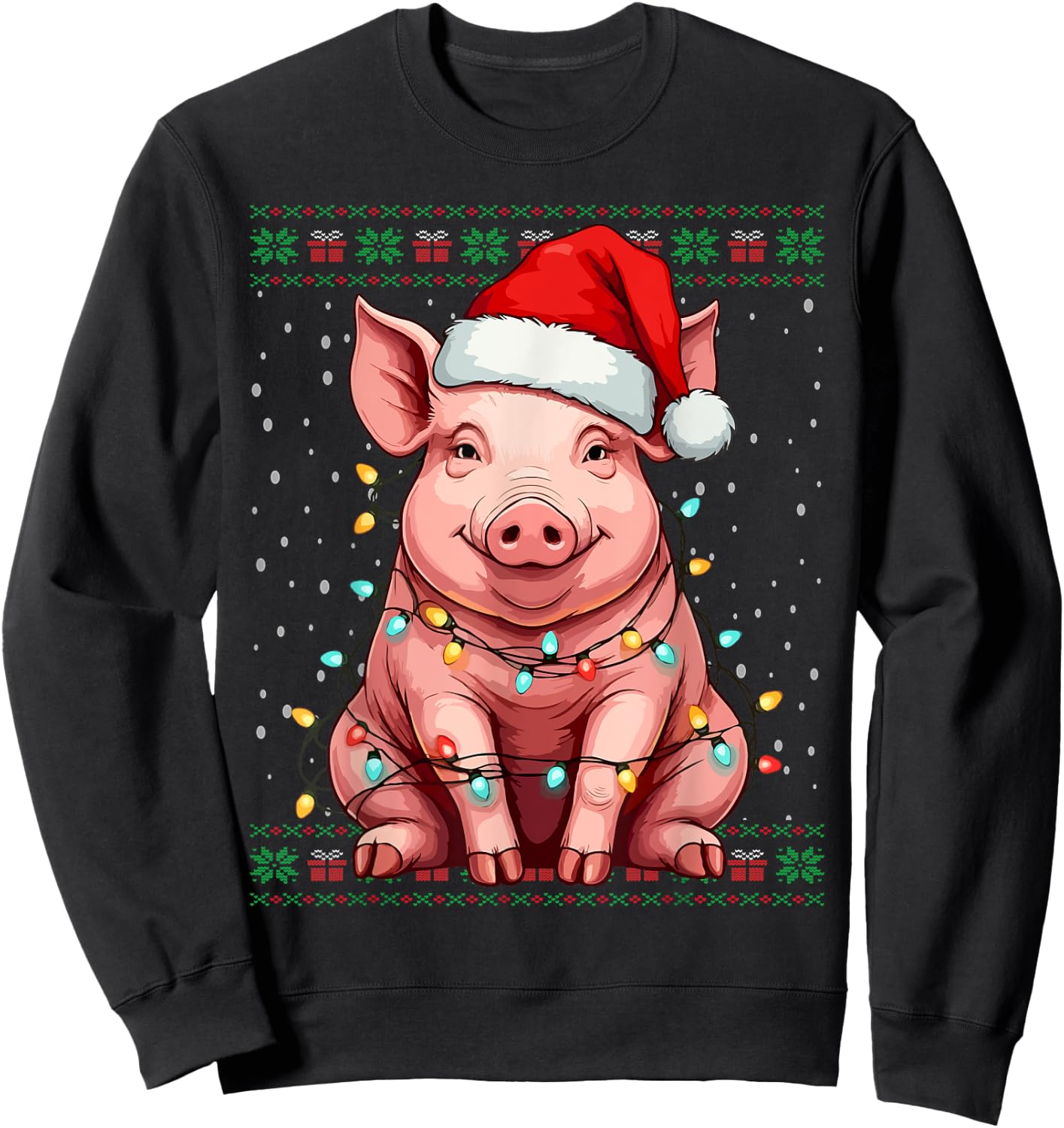 Ugly Santa Pig Christmas Sweater , Black, S Sweatshirt - Sweatshirt | Black