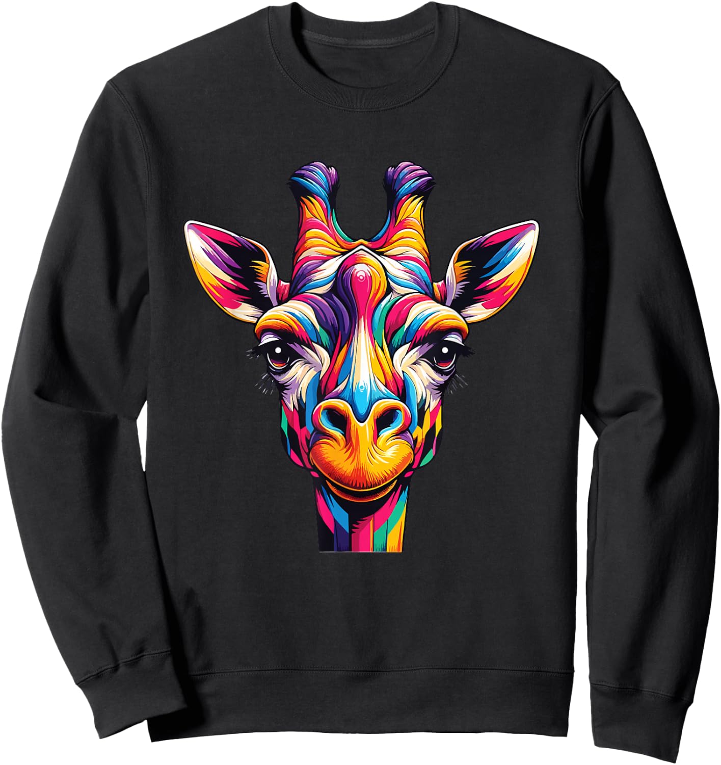 Giraffe Rainbow Colorful Love Wild Animals Zoo Jungle Sweatshirt - Sweatshirt | Black