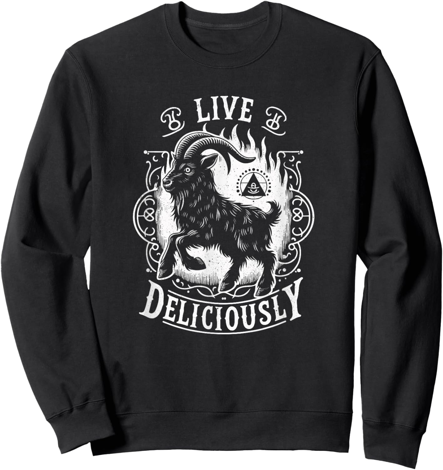 Vintage Witch Horror Goth Occult Live Deliciously Sweatshirt - Sweatshirt | Black