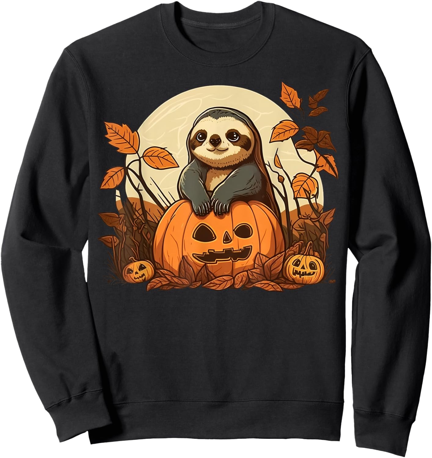 Pumpkin Sloth costume on Sloth Halloween Sweatshirt - Sweatshirt | Black
