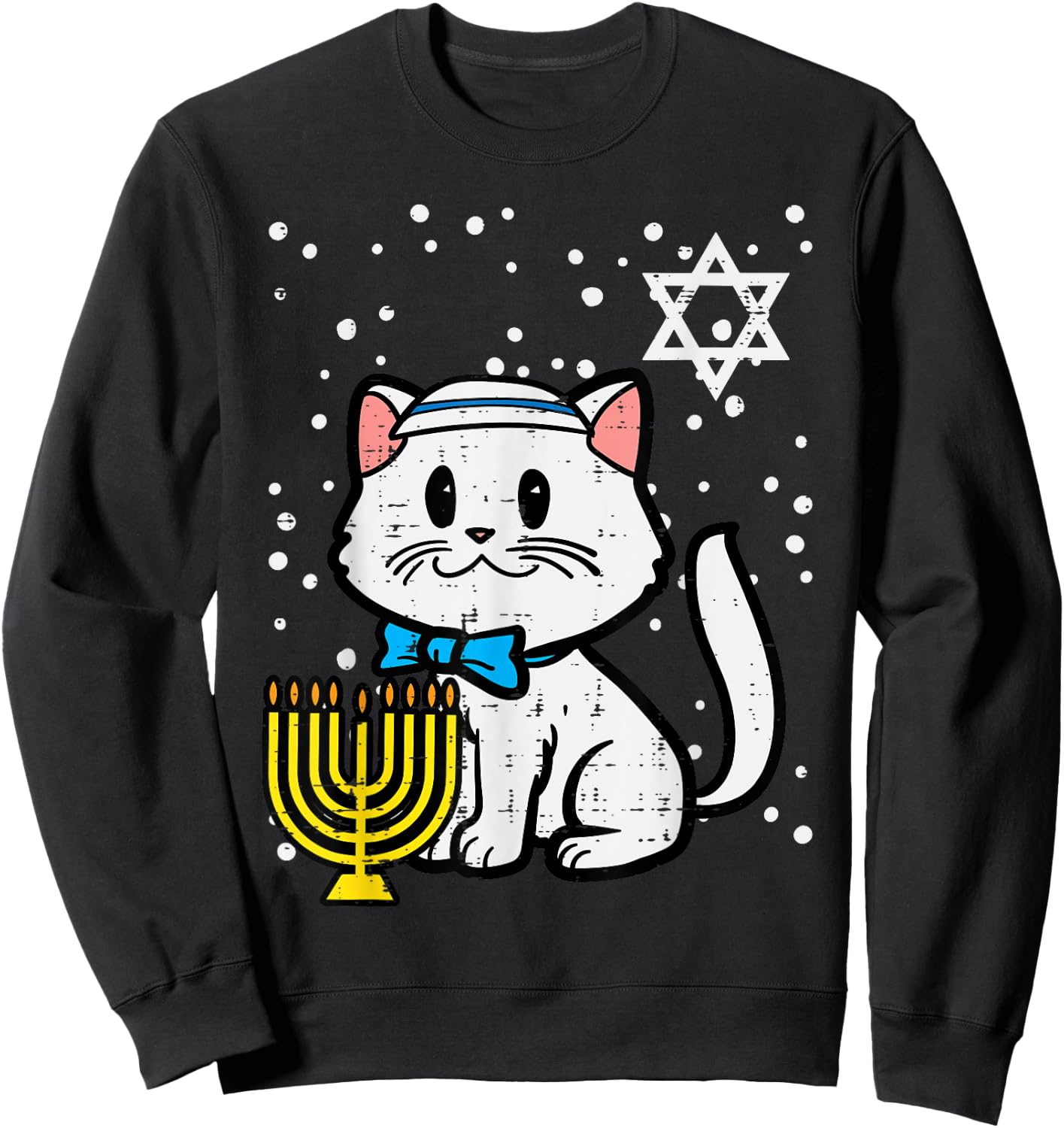 Hanukkah Cat Cute Chanukah Jewish Women Girls Kids Toddlers Sweatshirt - Sweatshirt | Black