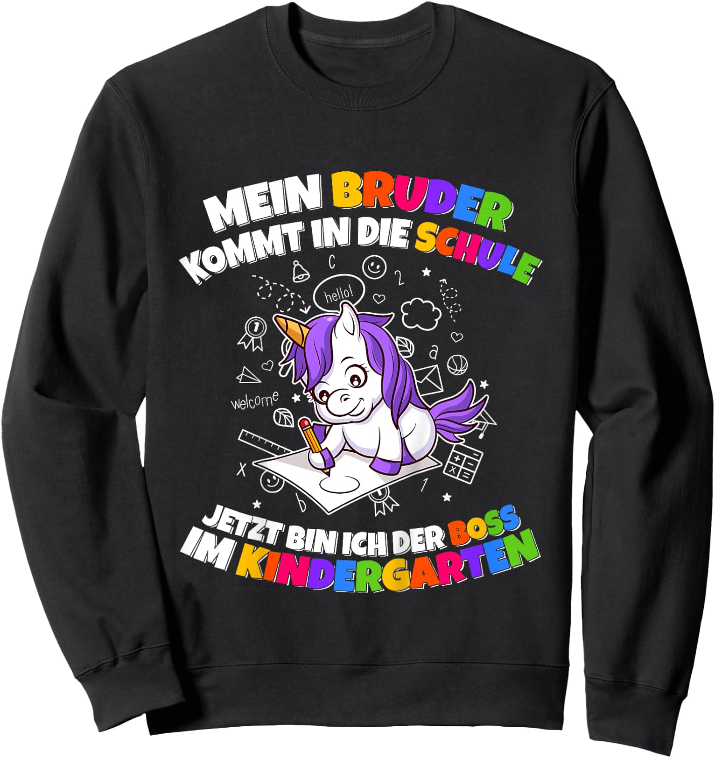 Children's with German Text "Mein Bruder Kommt In Die Schule Boss Im Nursery, black, 80 Sweatshirt - Sweatshirt | Black