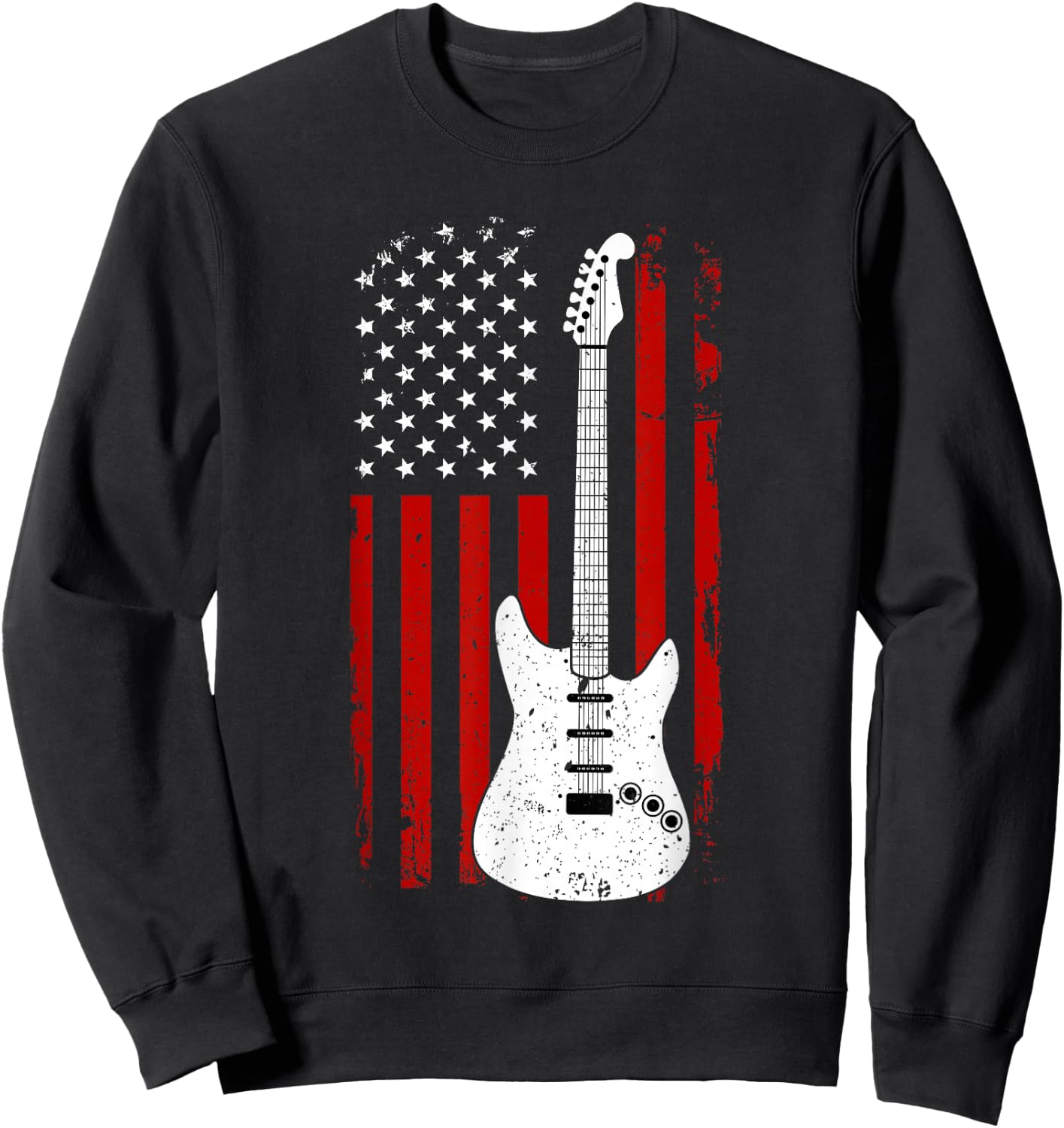 Guitar American US Flag Music Player Electric Guitarist Gift Sweatshirt - Sweatshirt | Black