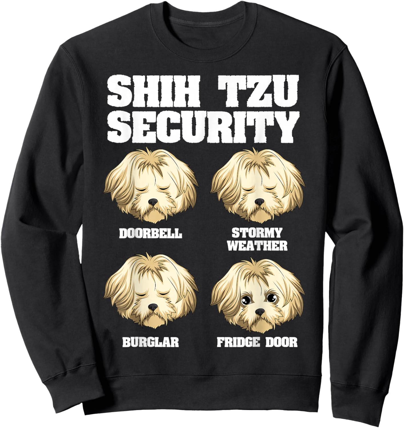 Funny Shih Tzu Security Fridge Door Sweatshirt - Sweatshirt | Black