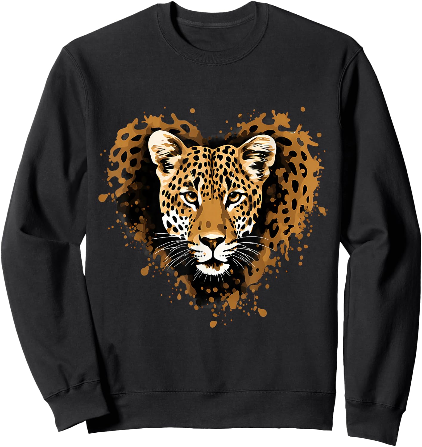 Leopard Heart Animal Art Savanna Nature Artwork Wildlife Sweatshirt - Sweatshirt | Black