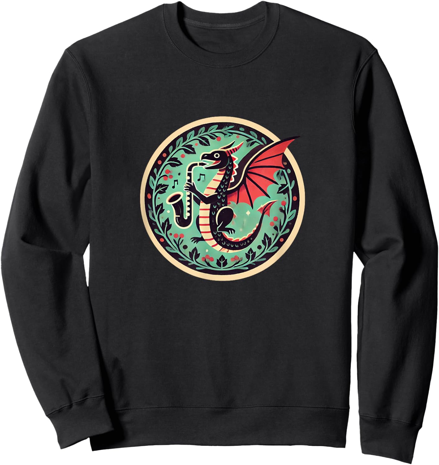 Saxophone Dragon Illustration Saxophonist Dragons Sweatshirt - Sweatshirt | Black