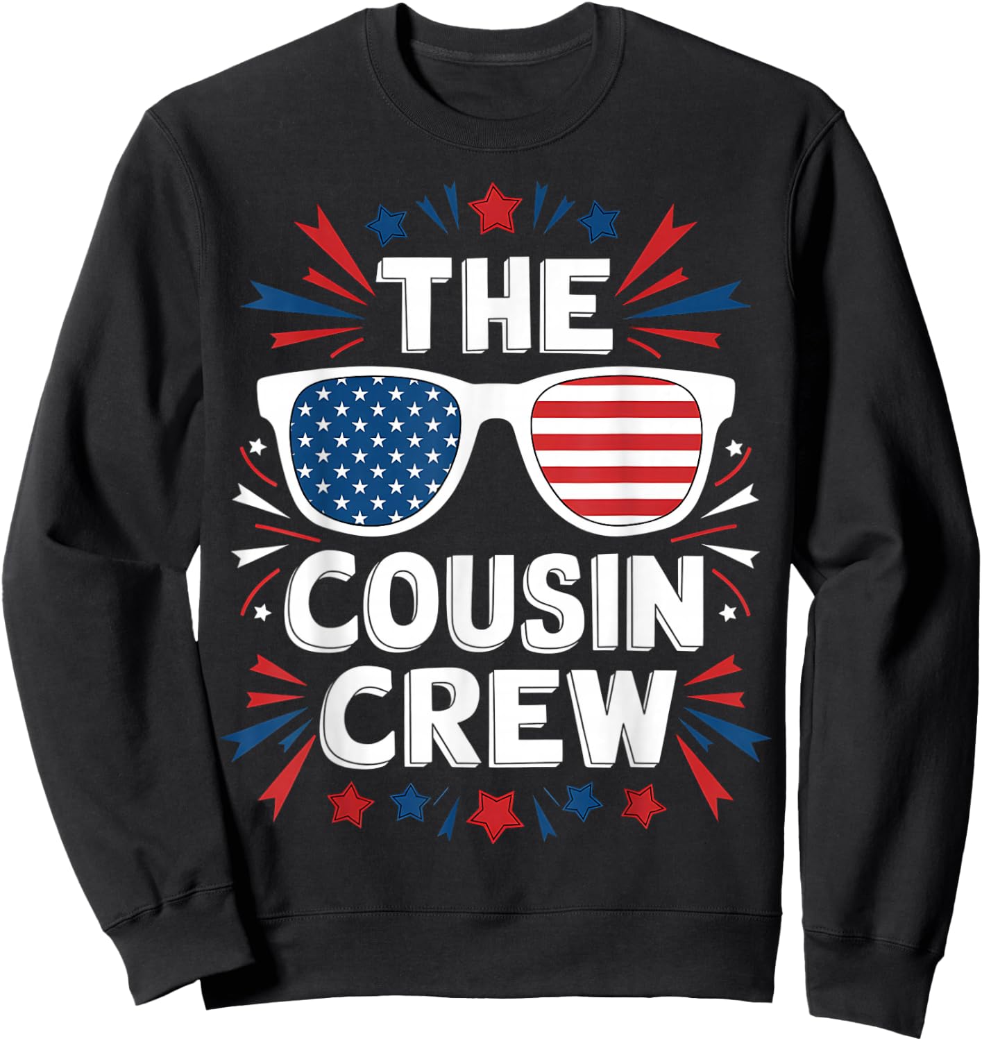 Patriotic American Cousin Crew 4th of July Family Matching Sweatshirt - Sweatshirt | Black