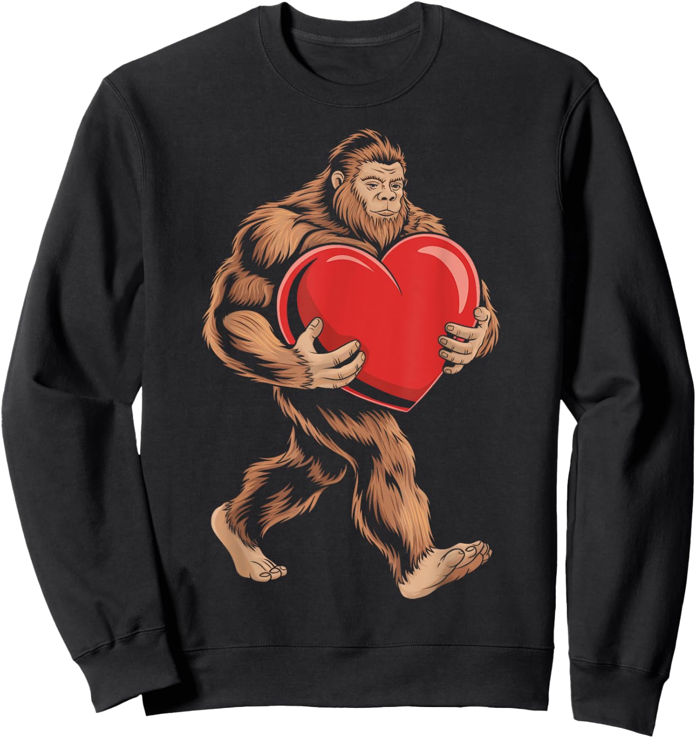 Humor Bigfoot Valentines Day Funny Sweatshirt - Sweatshirt | Black