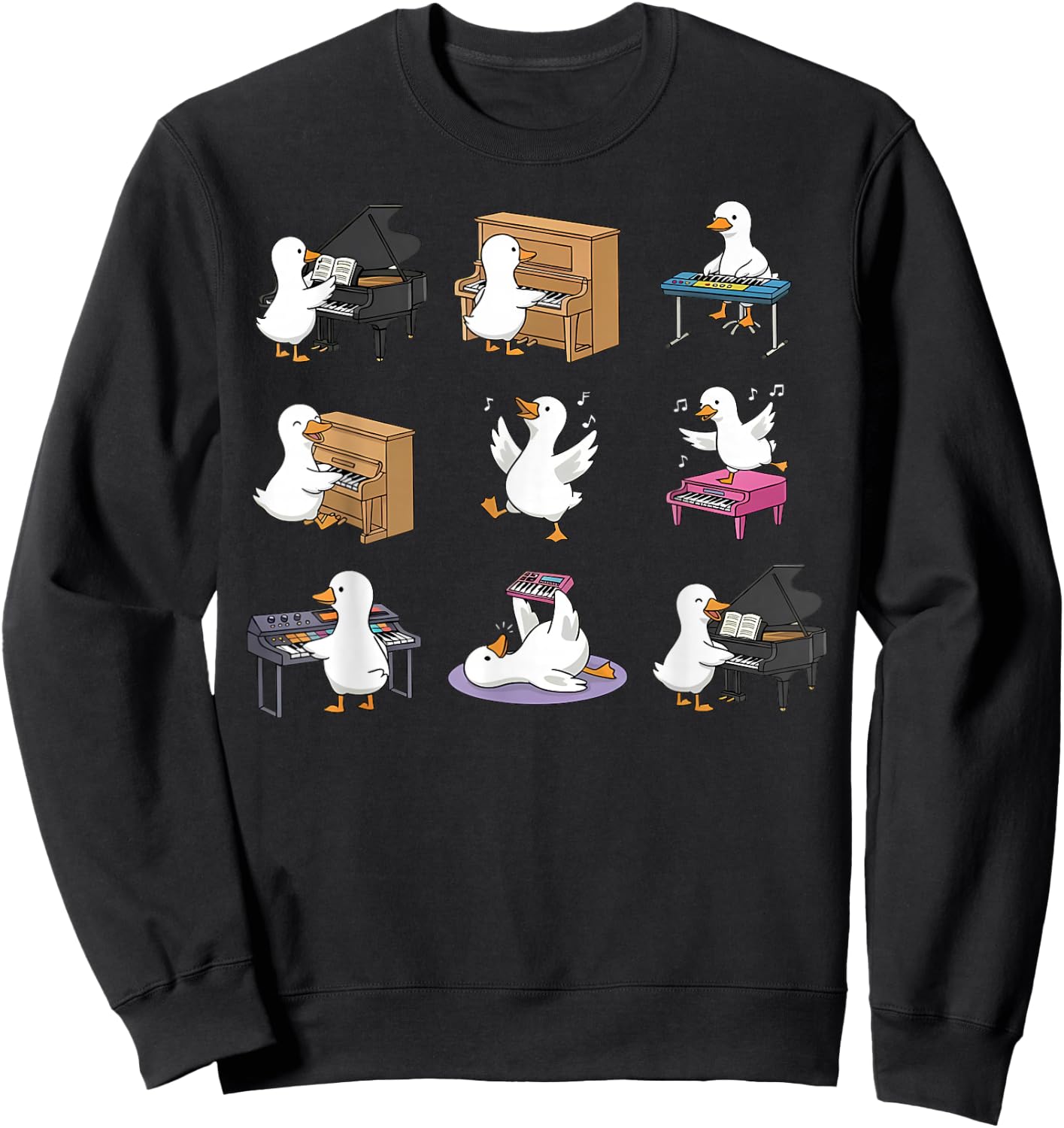 Silly Goose Playing Piano Cute Piano Teacher Keyboard Player Sweatshirt - Sweatshirt | Black