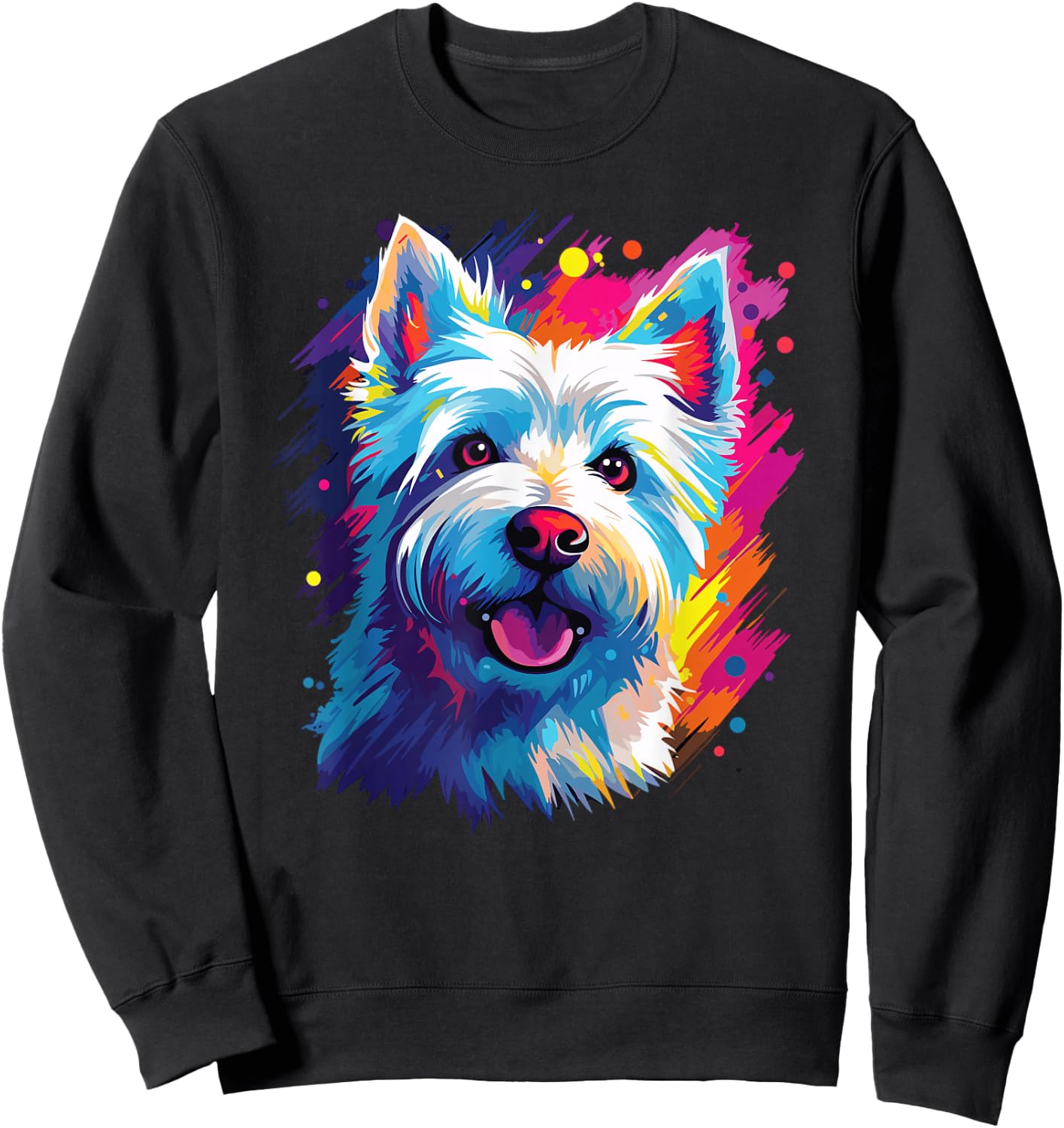 Watercolor Colorful West Highland White Terrier Dog Sweatshirt - Sweatshirt | Black