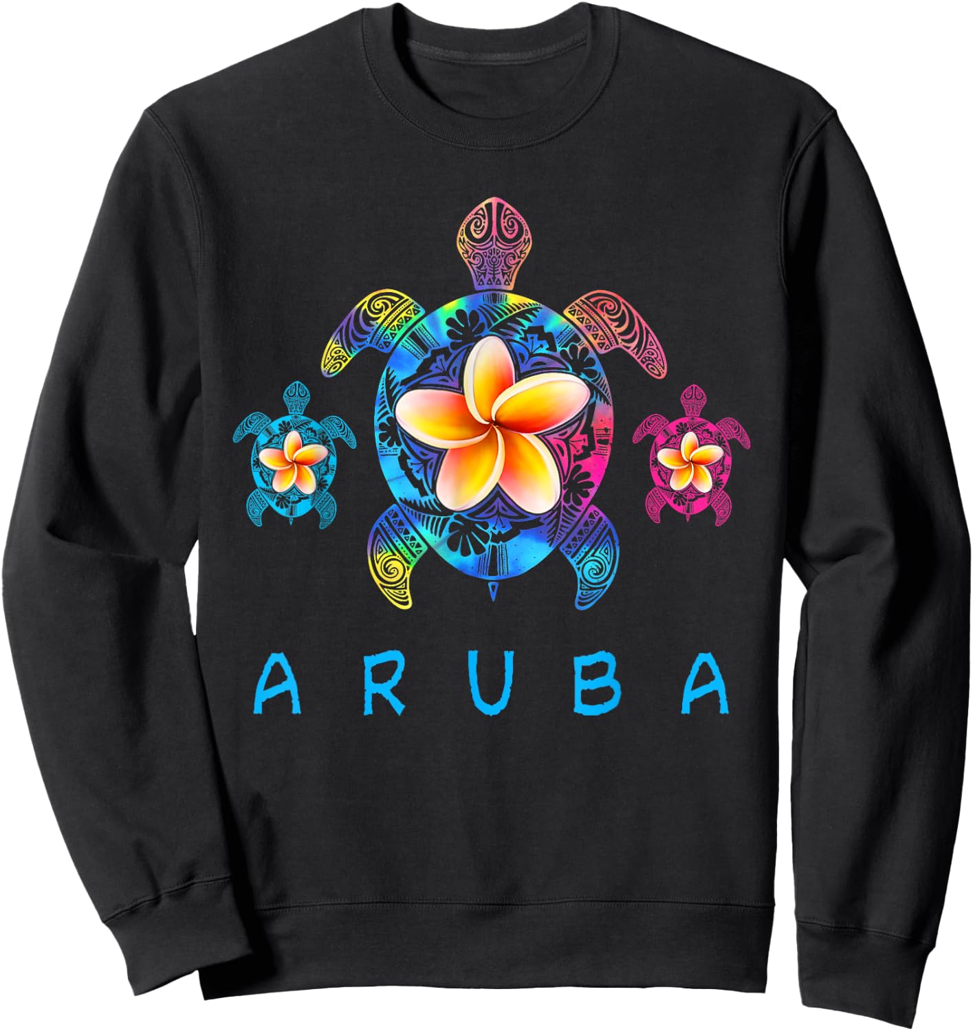 Aruba Caribbean Tribal Tie Dye Sea Turtle Sweatshirt - Sweatshirt | Black