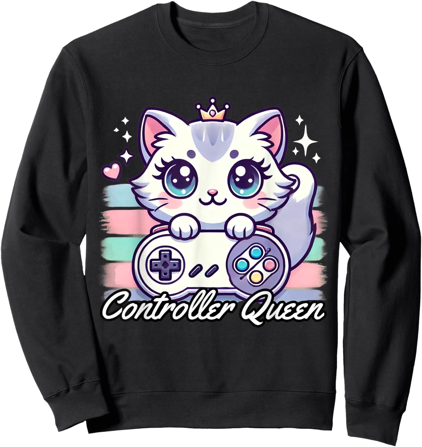 Gamer Girl Cat Gaming Cute Video Game Women Girls Sweatshirt - Sweatshirt | Black