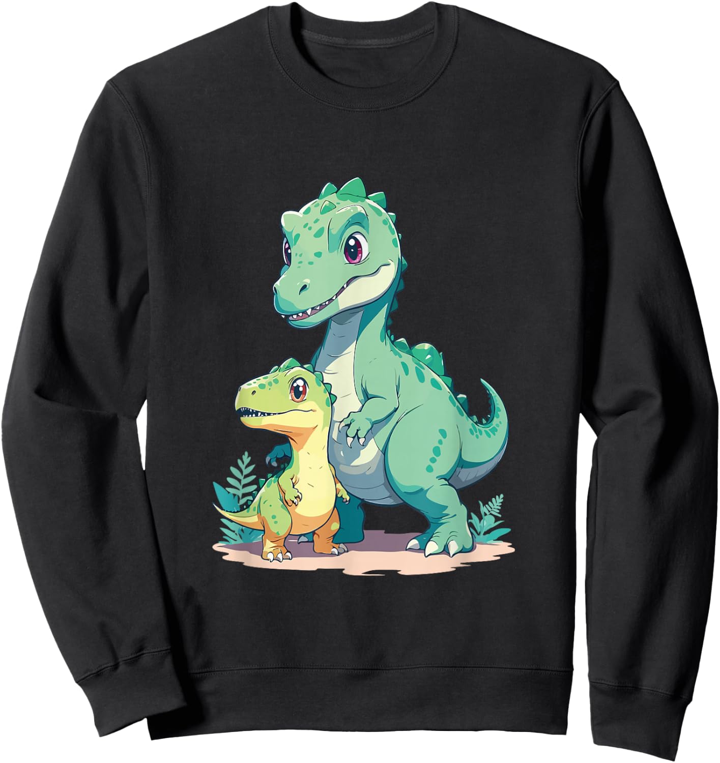 Cute Baby and Adult Dinosaur Graphic for Dino Lovers Sweatshirt - Sweatshirt | Black