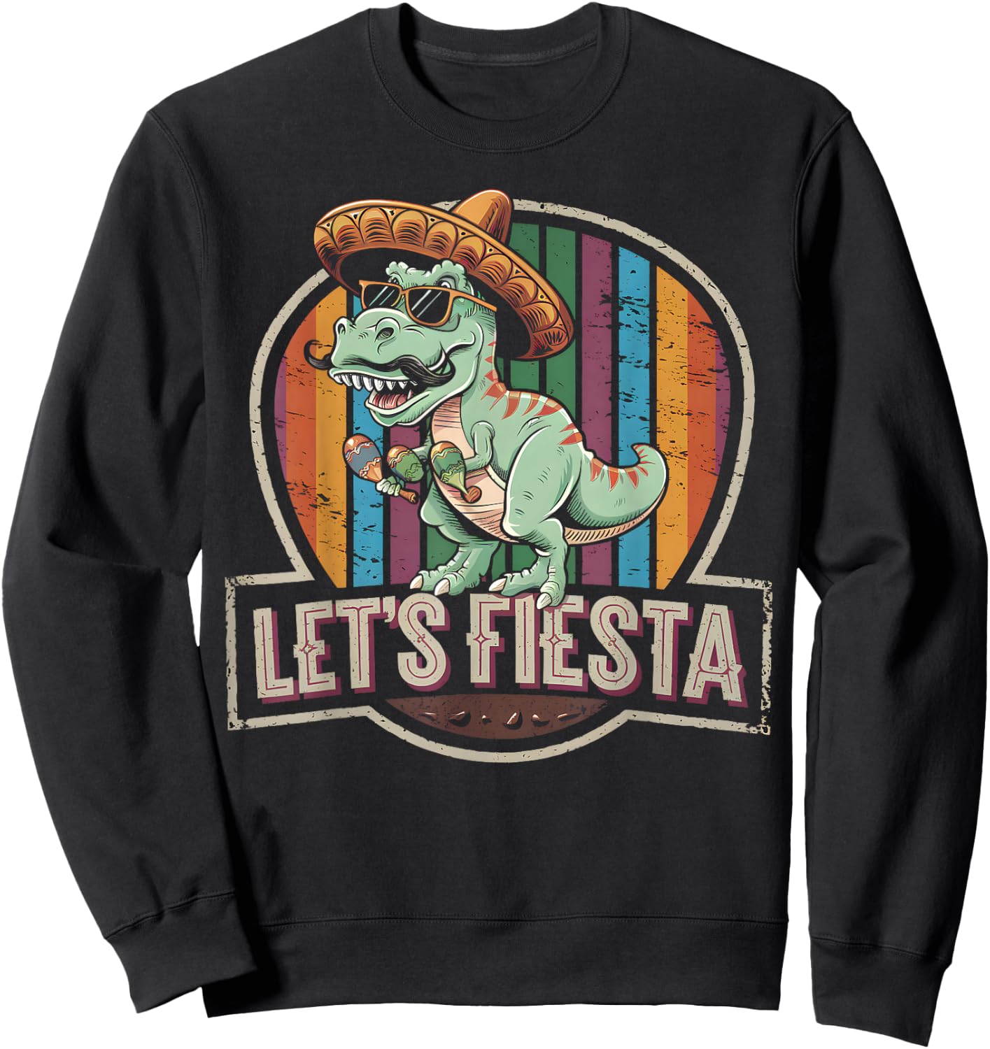 Let's Fiesta Mexican Dino Trex Cinco De Mayo Toddler Boys Sweatshirt - Sweatshirt | Black