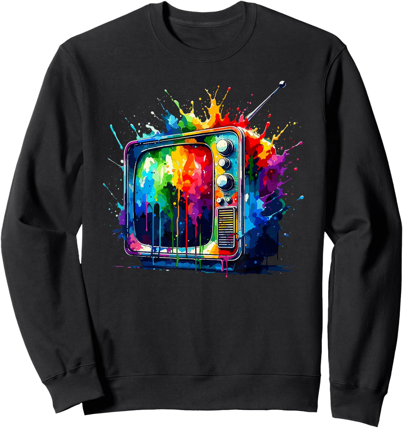 Splash Art Television Vintage TV Retro 70s 80s Sweatshirt - Sweatshirt | Black