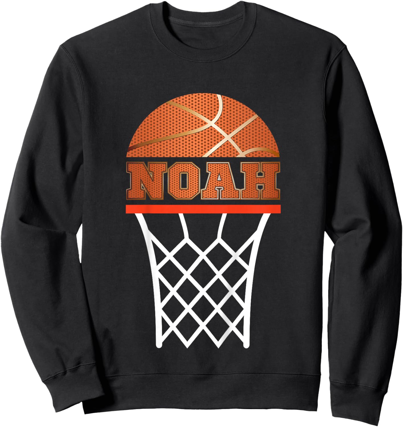 Kids Basketball T Shirt Boy Custom Name Noah Youth Graphic Sweatshirt - Sweatshirt | Black