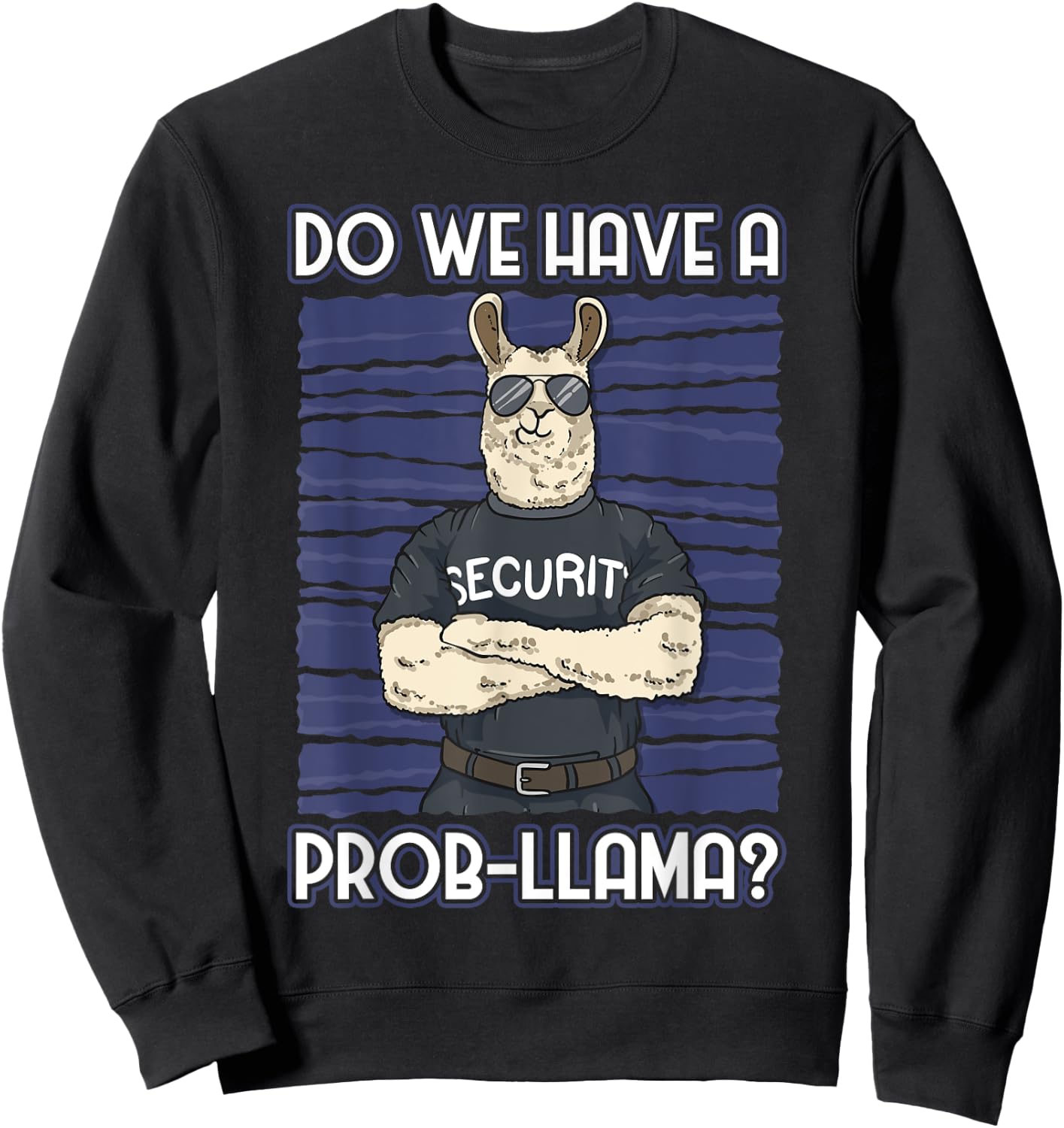 Funny Bouncer -Adults Security Guard Alpaca , Black, Small, Short Sleeve Sweatshirt - Sweatshirt | Black
