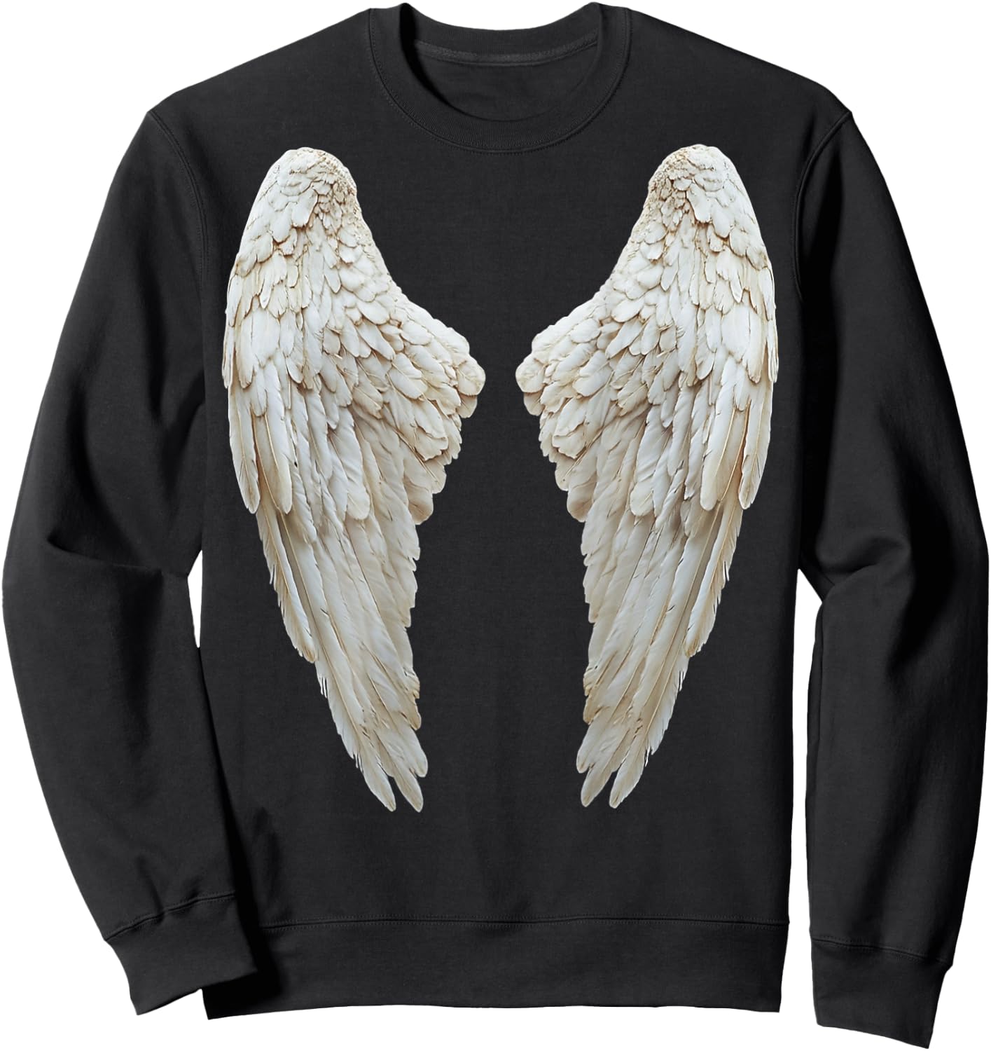 White and Black Christian Angel Wings Sweatshirt - Sweatshirt | Black
