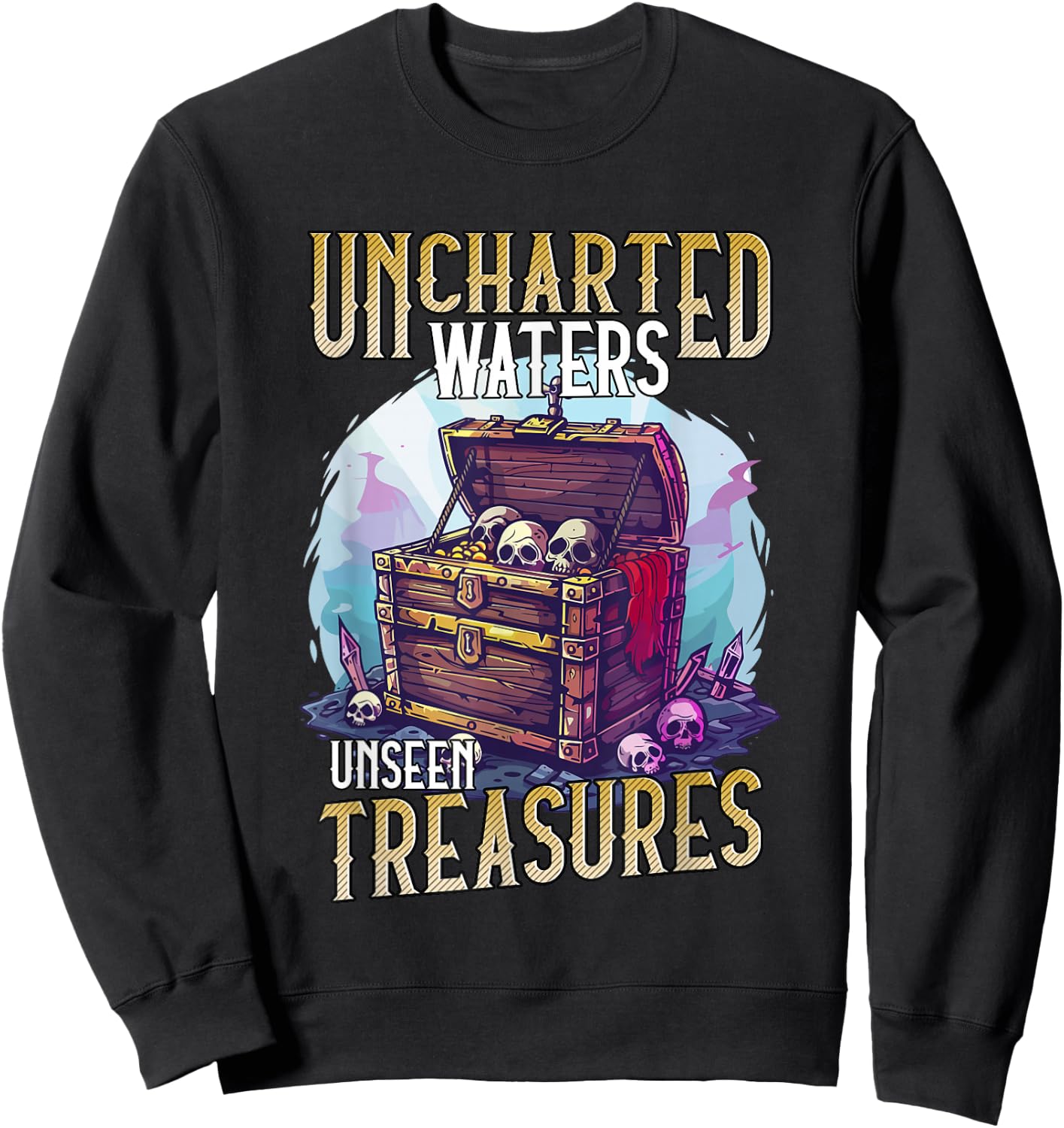 Skull and Crossbones Design Uncharted Waters , Black, S Sweatshirt - Sweatshirt | Black