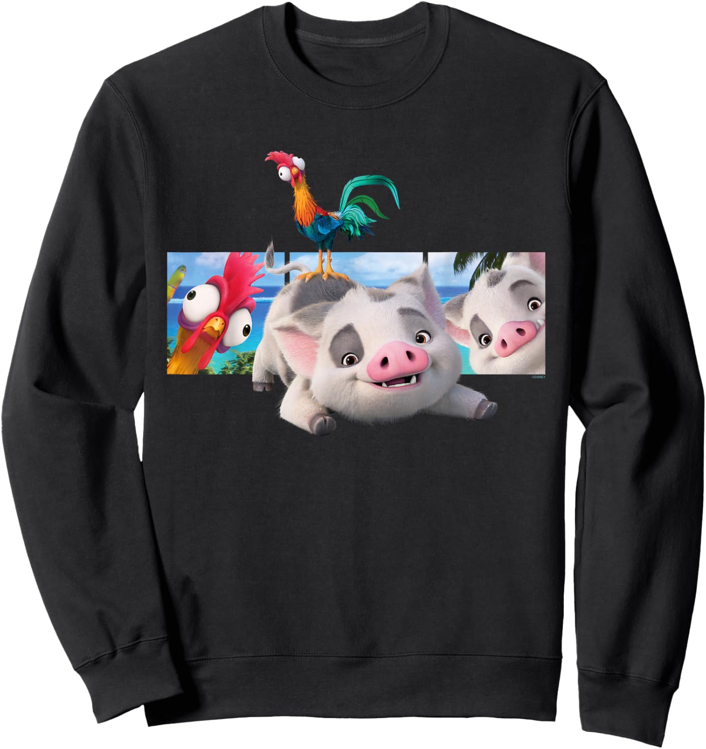 Disney Moana 2 Best Beach Friends Pua and Heihei , Black, S Sweatshirt - Sweatshirt | Black