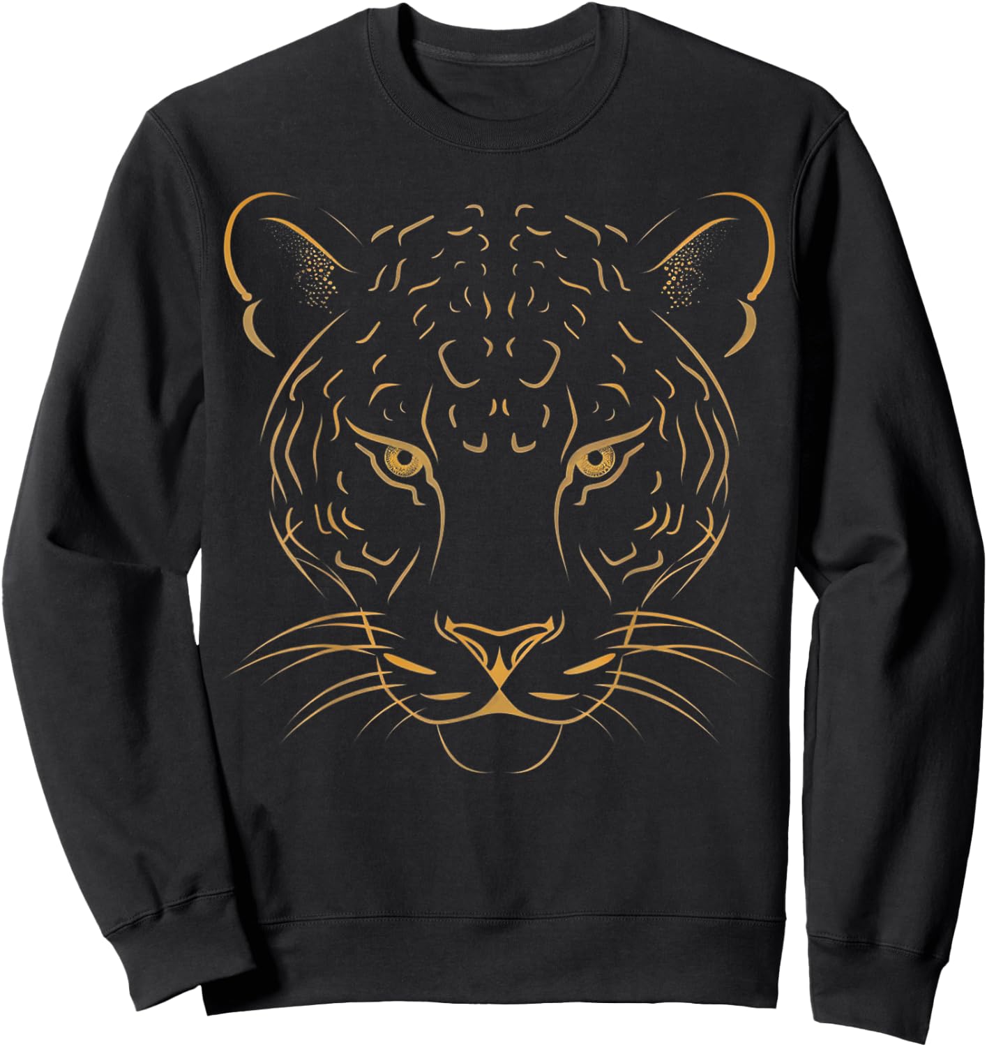 Elegant Panther Face Minimalist Wildlife Design Sweatshirt - Sweatshirt | Black